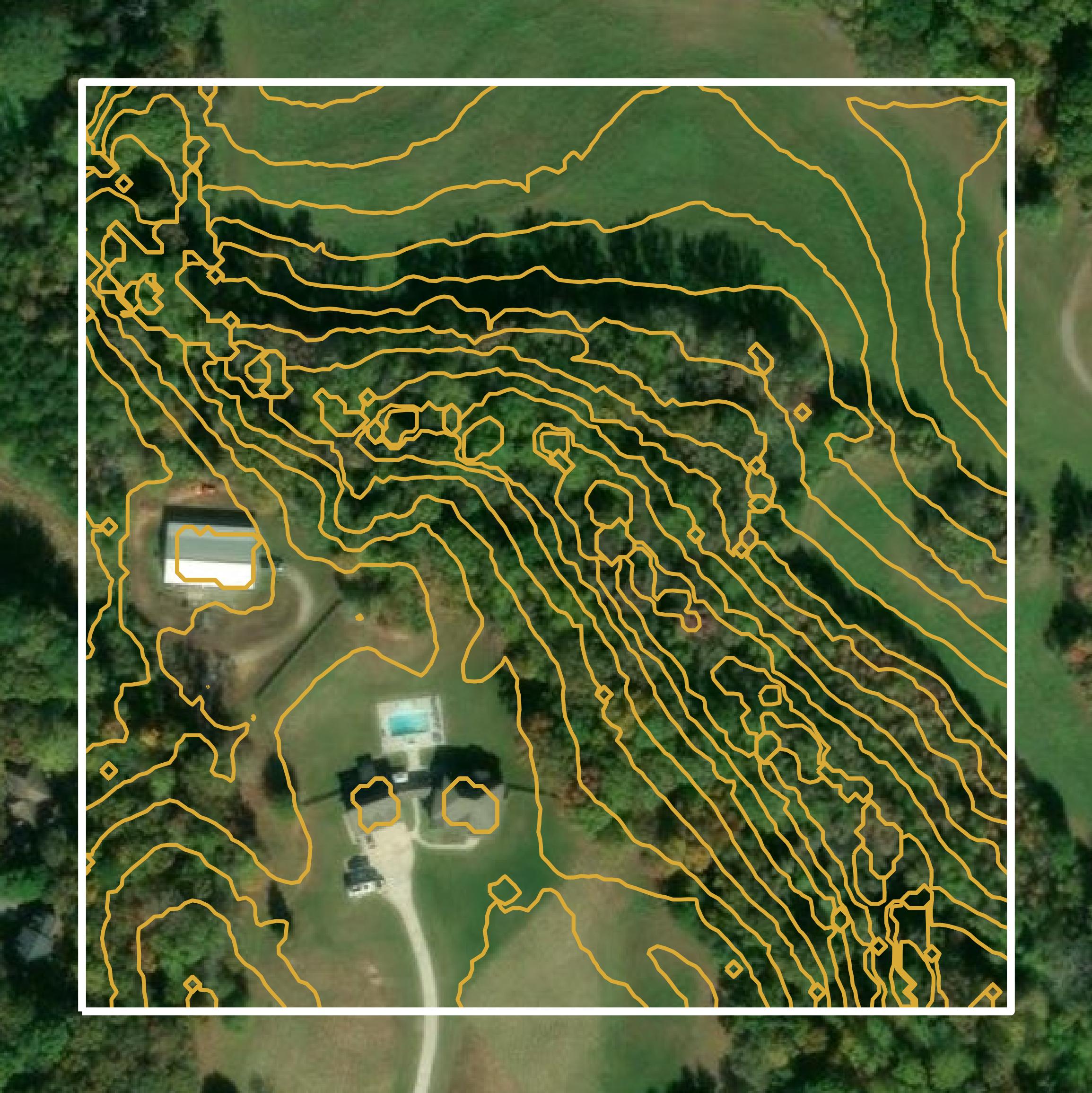 This image shows a contour map in Forsyth County created using GIS data in Equator.