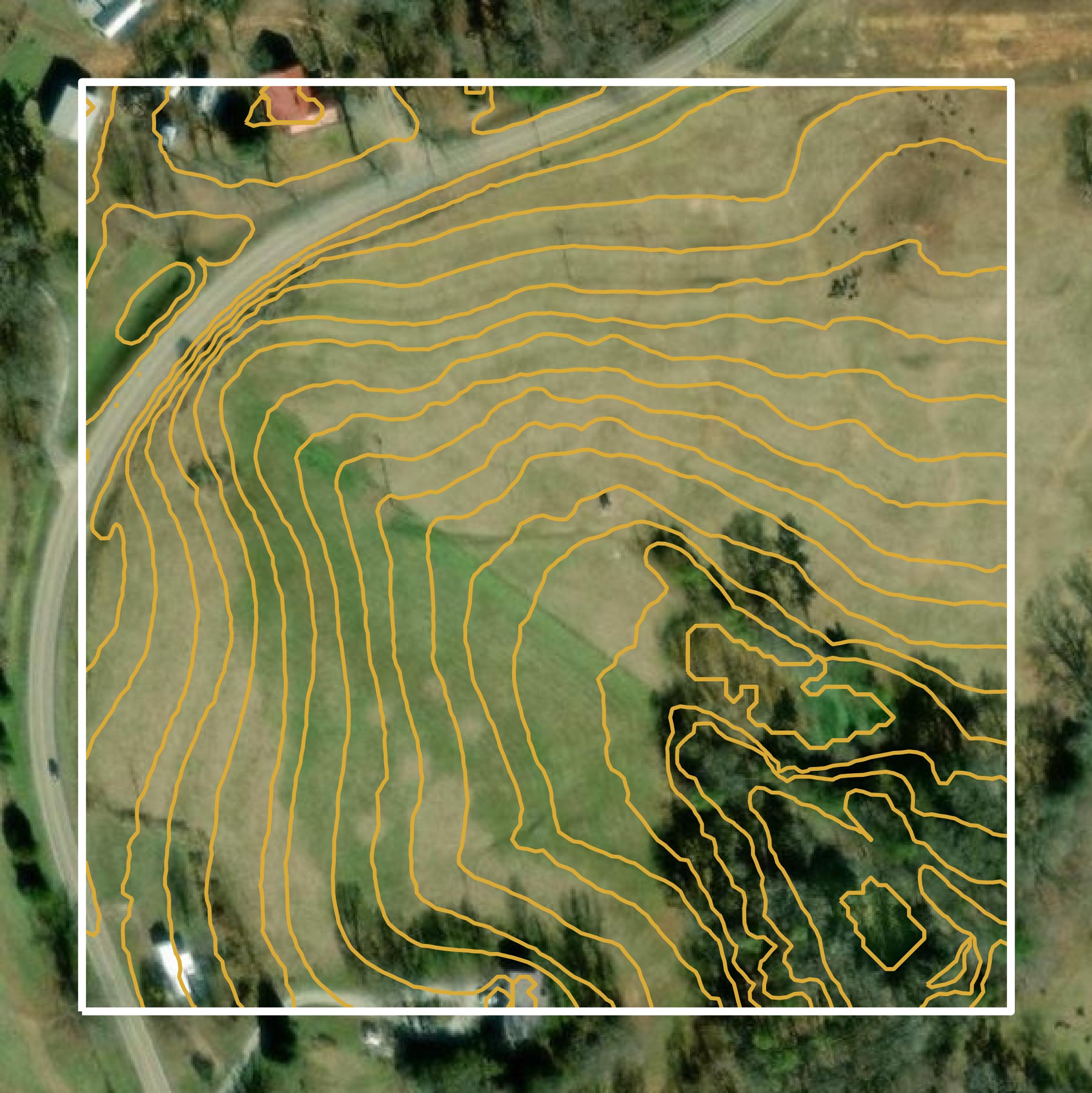 This image shows a contour map in Franklin County created using GIS data in Equator.