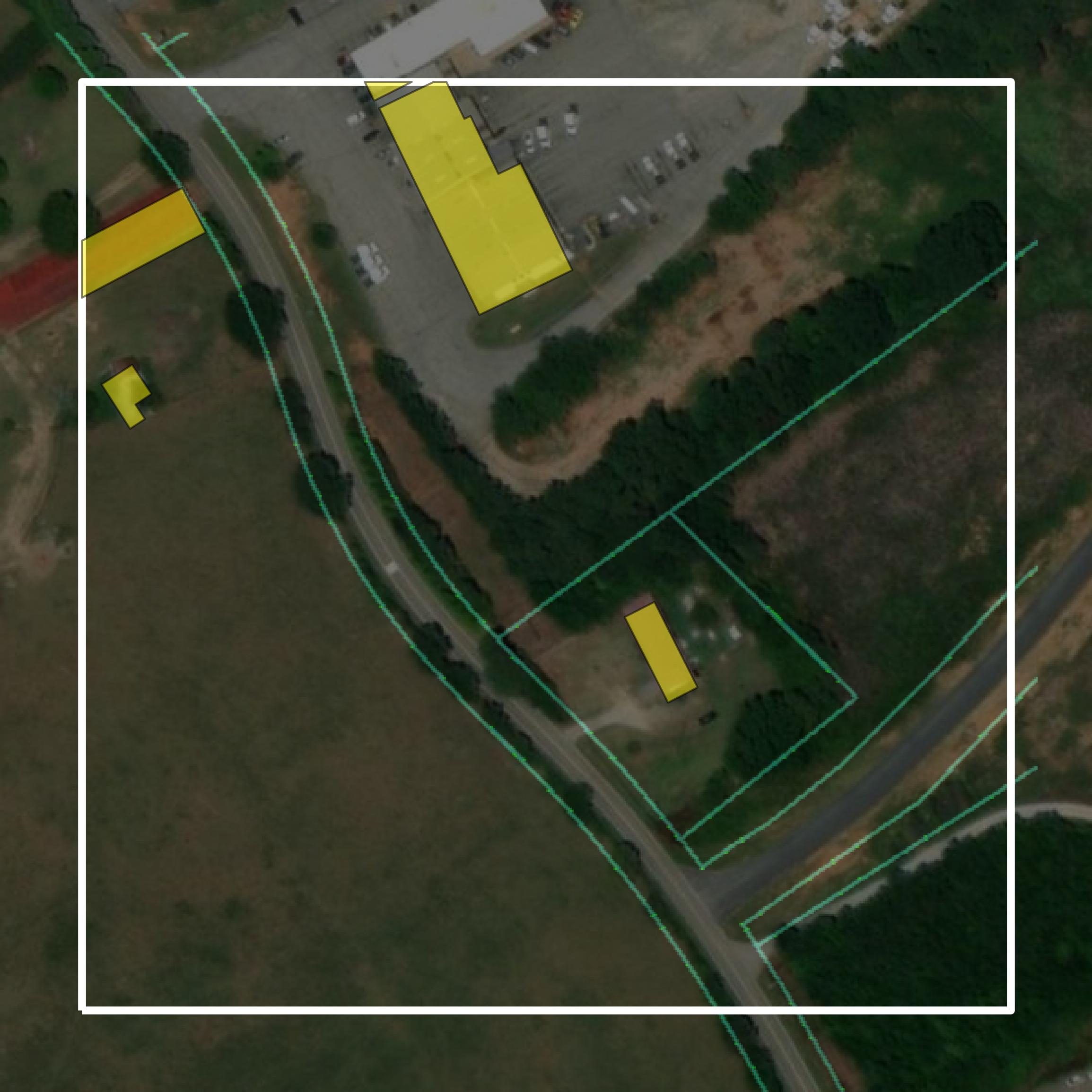 This image shows parcel and building data in Franklin County created using GIS data in Equator.