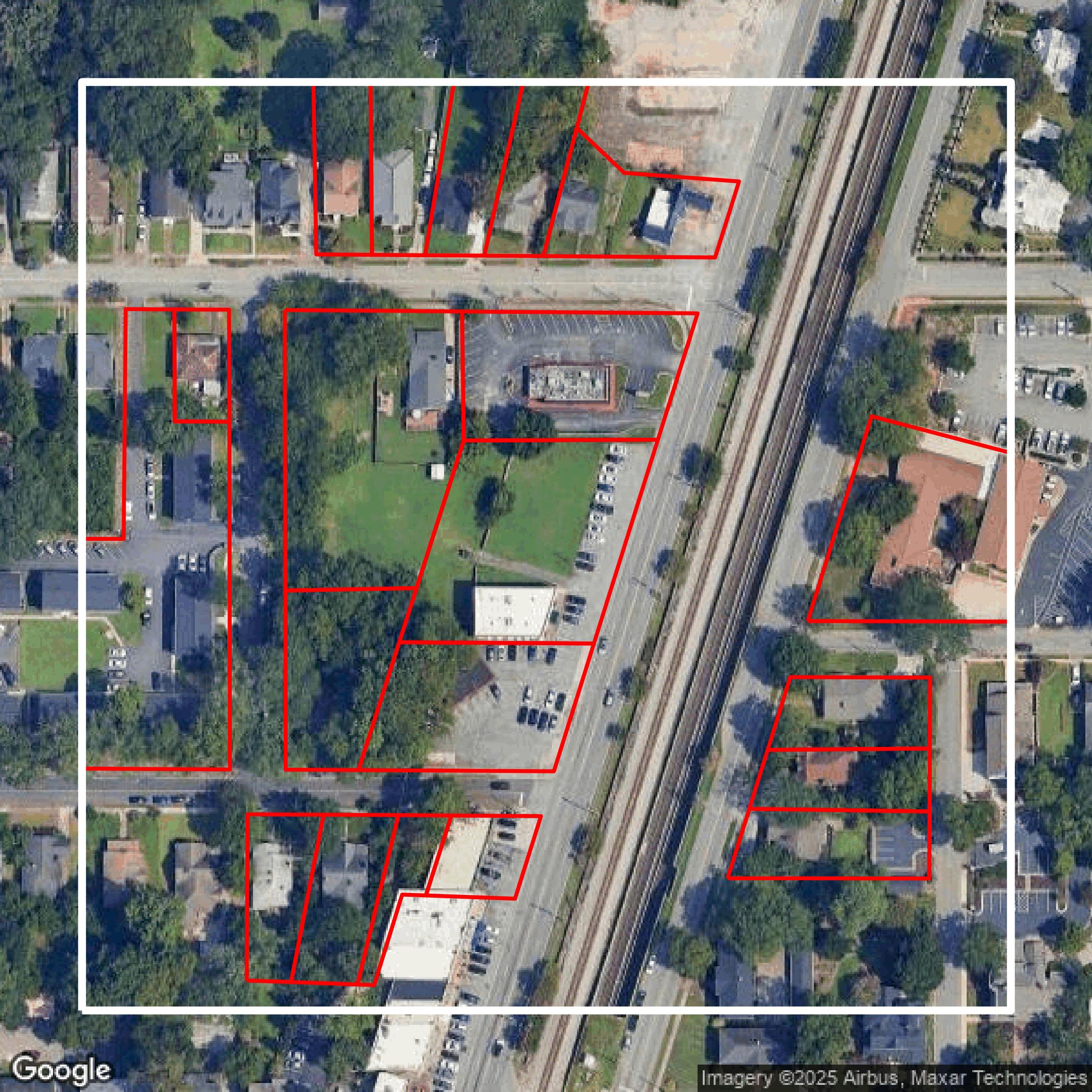 This image shows parcel data in Fulton County created using GIS data in Equator.