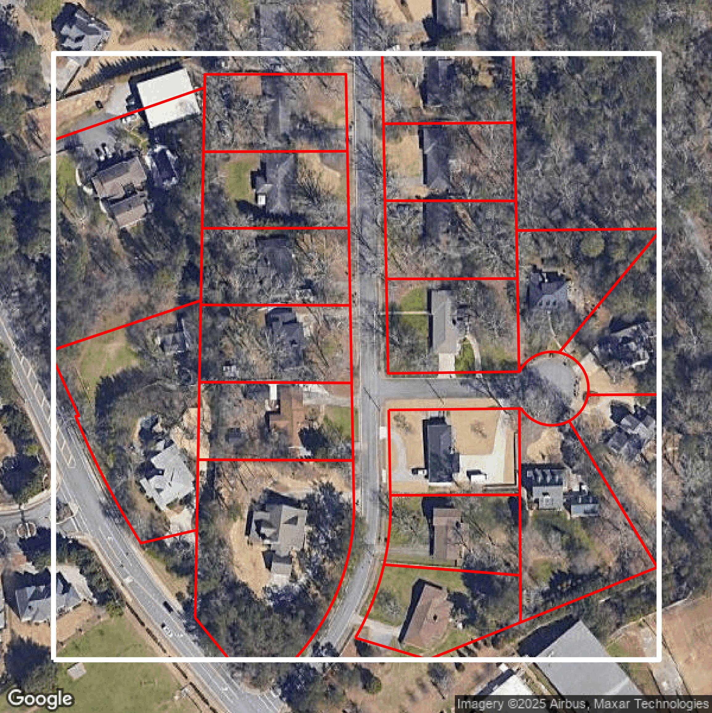 This image shows parcel data in Fulton County created using GIS data in Equator.