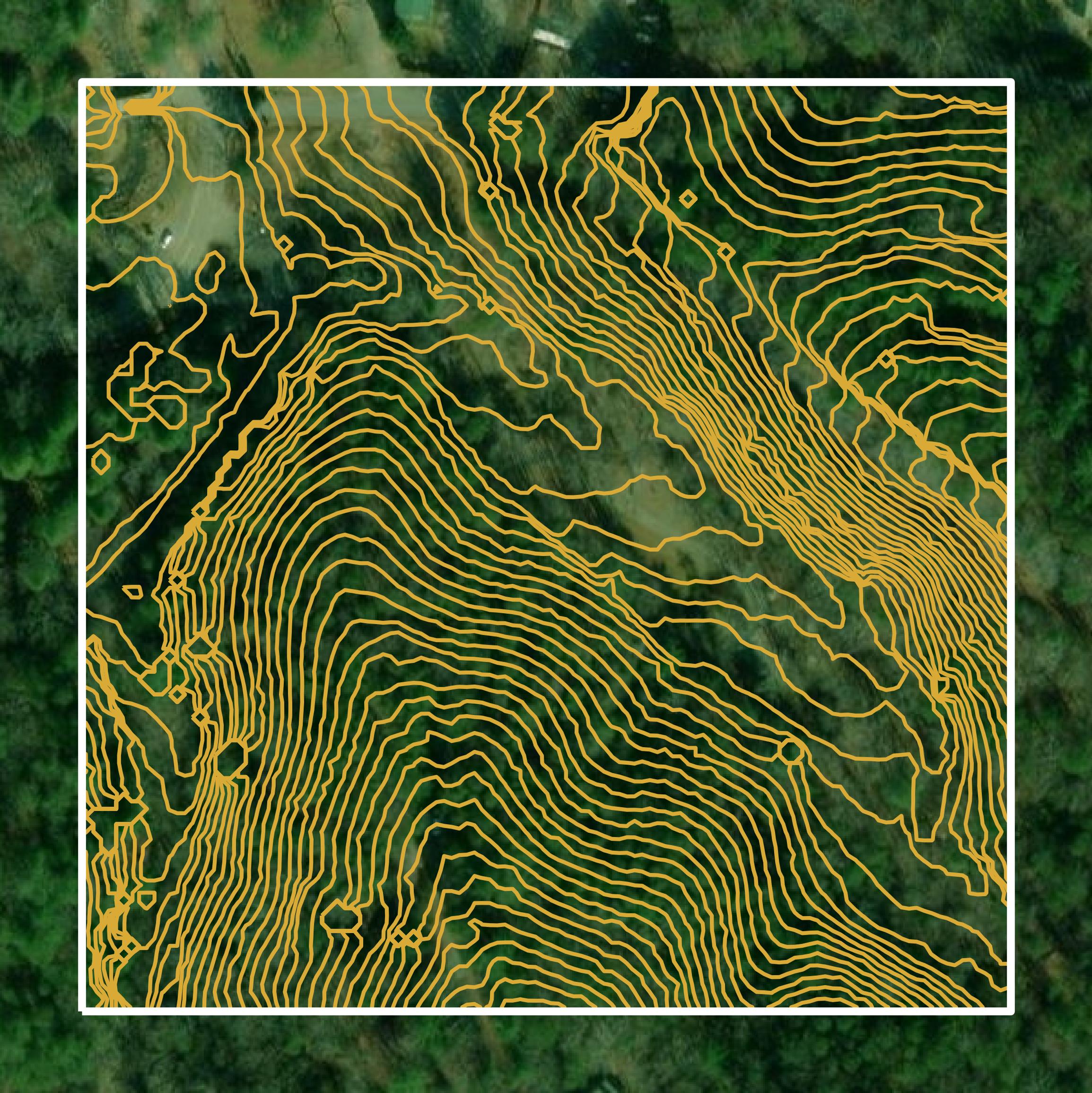This image shows a contour map in Gilmer County created using GIS data in Equator.