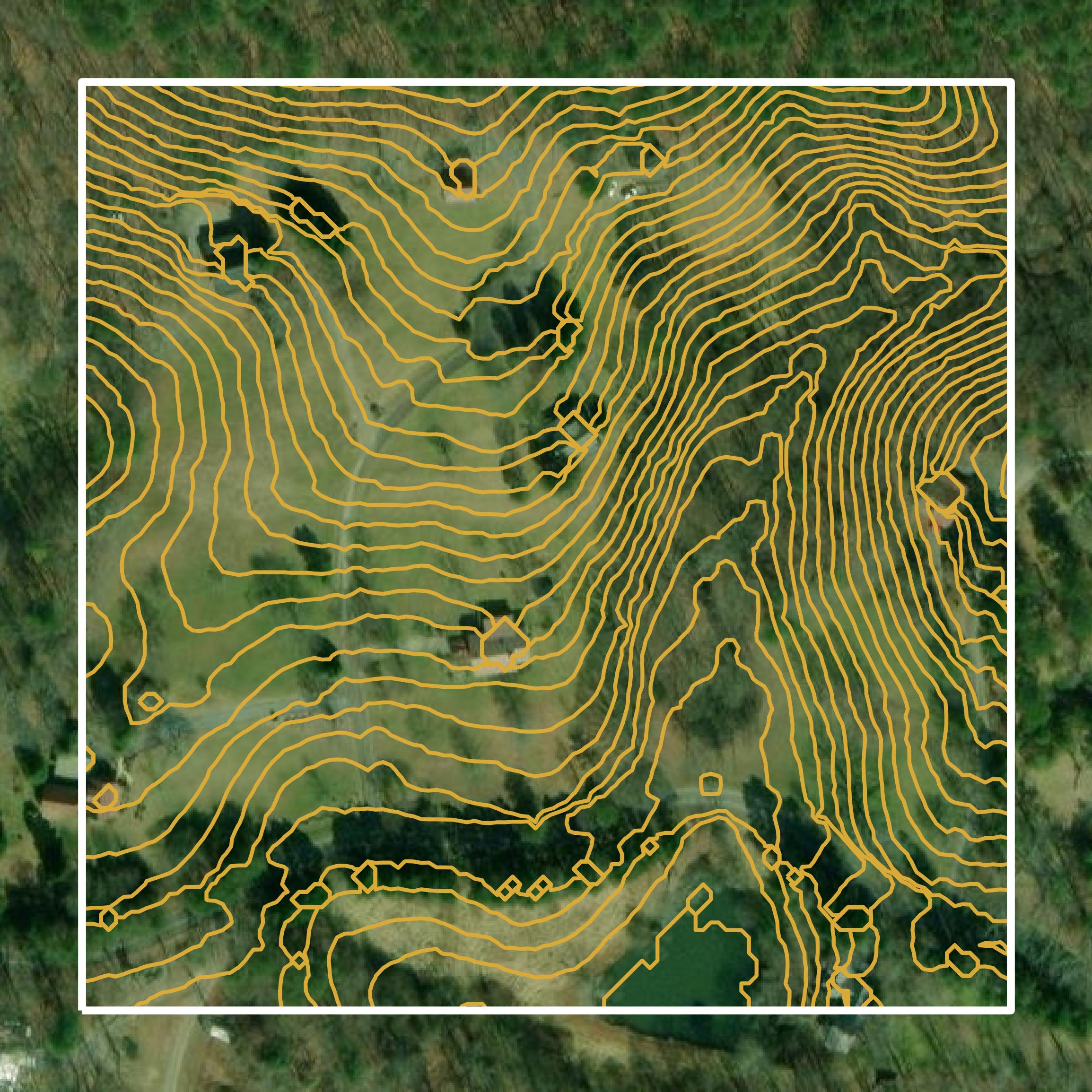 This image shows a contour map in Gilmer County created using GIS data in Equator.