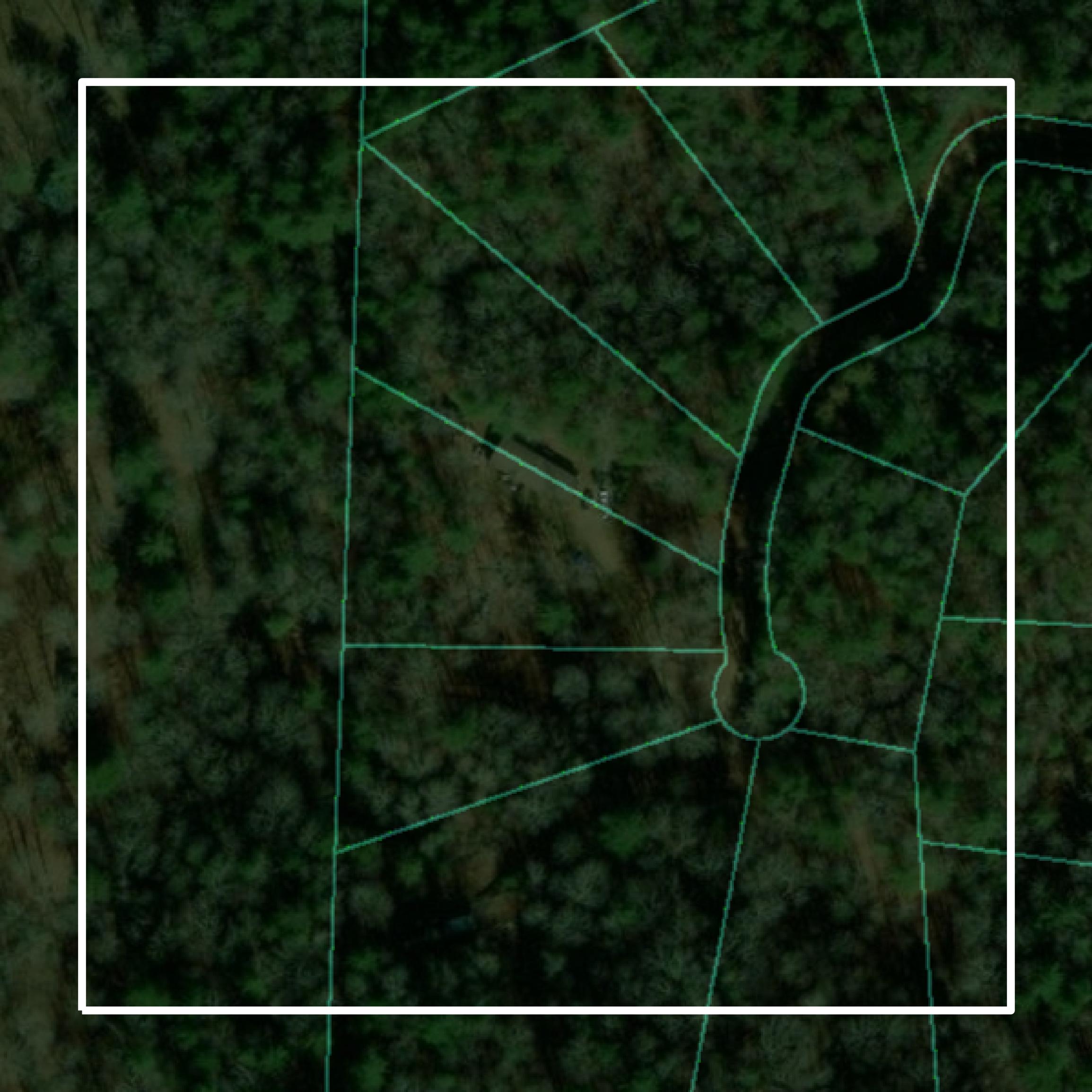 This image shows parcel and building data in Gilmer County created using GIS data in Equator.