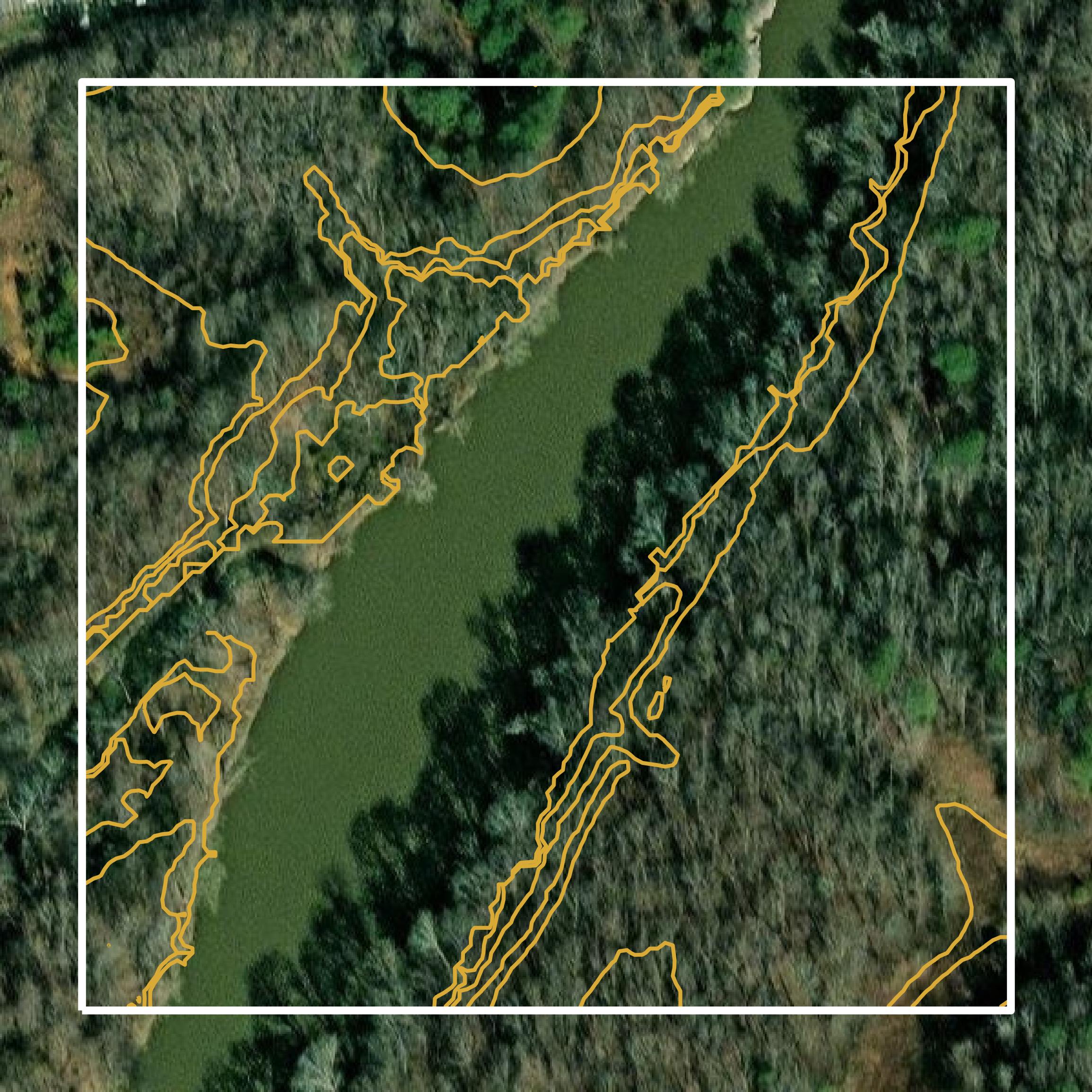 This image shows a contour map in Gordon County created using GIS data in Equator.
