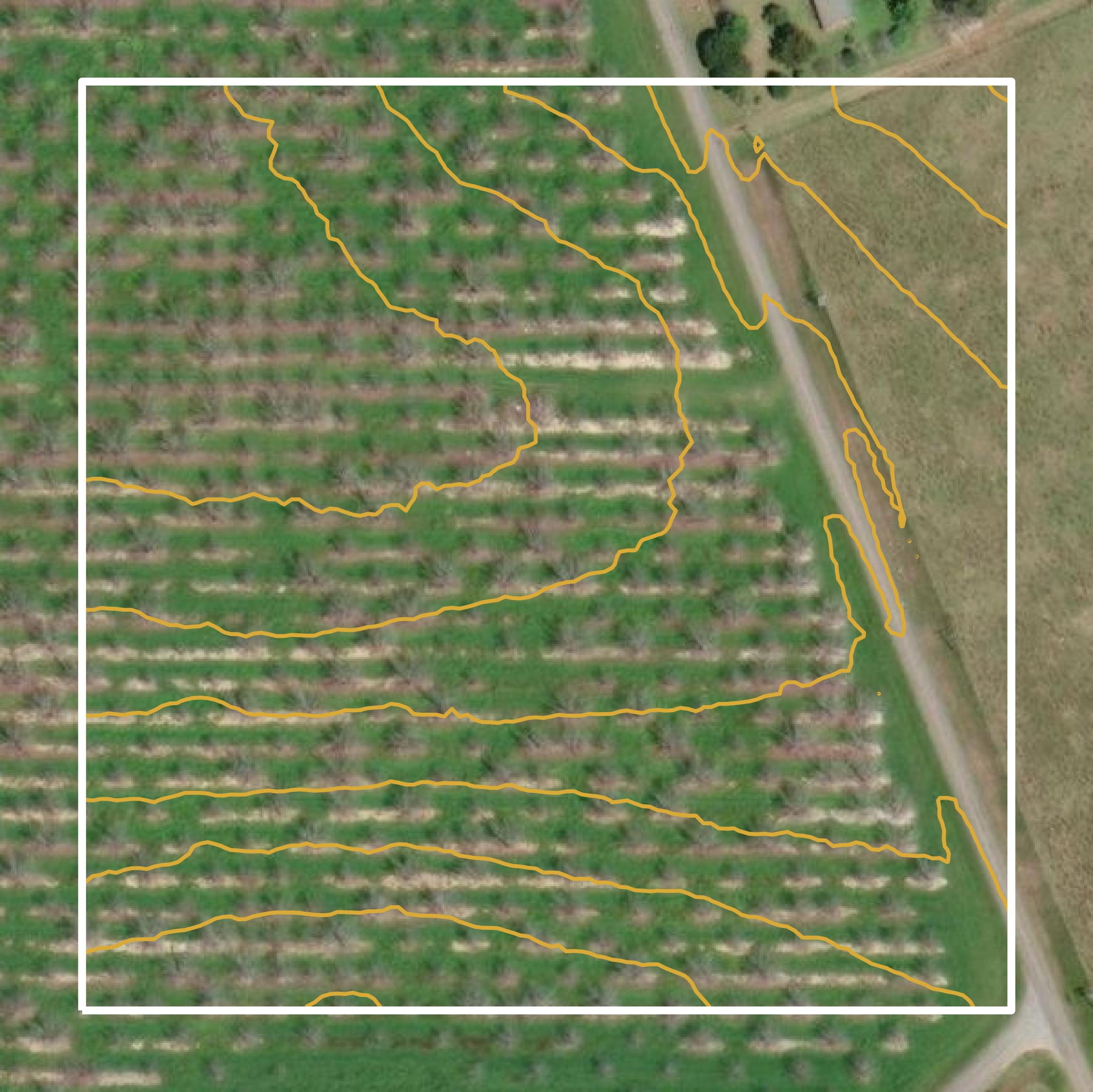 This image shows a contour map in Grady County created using GIS data in Equator.