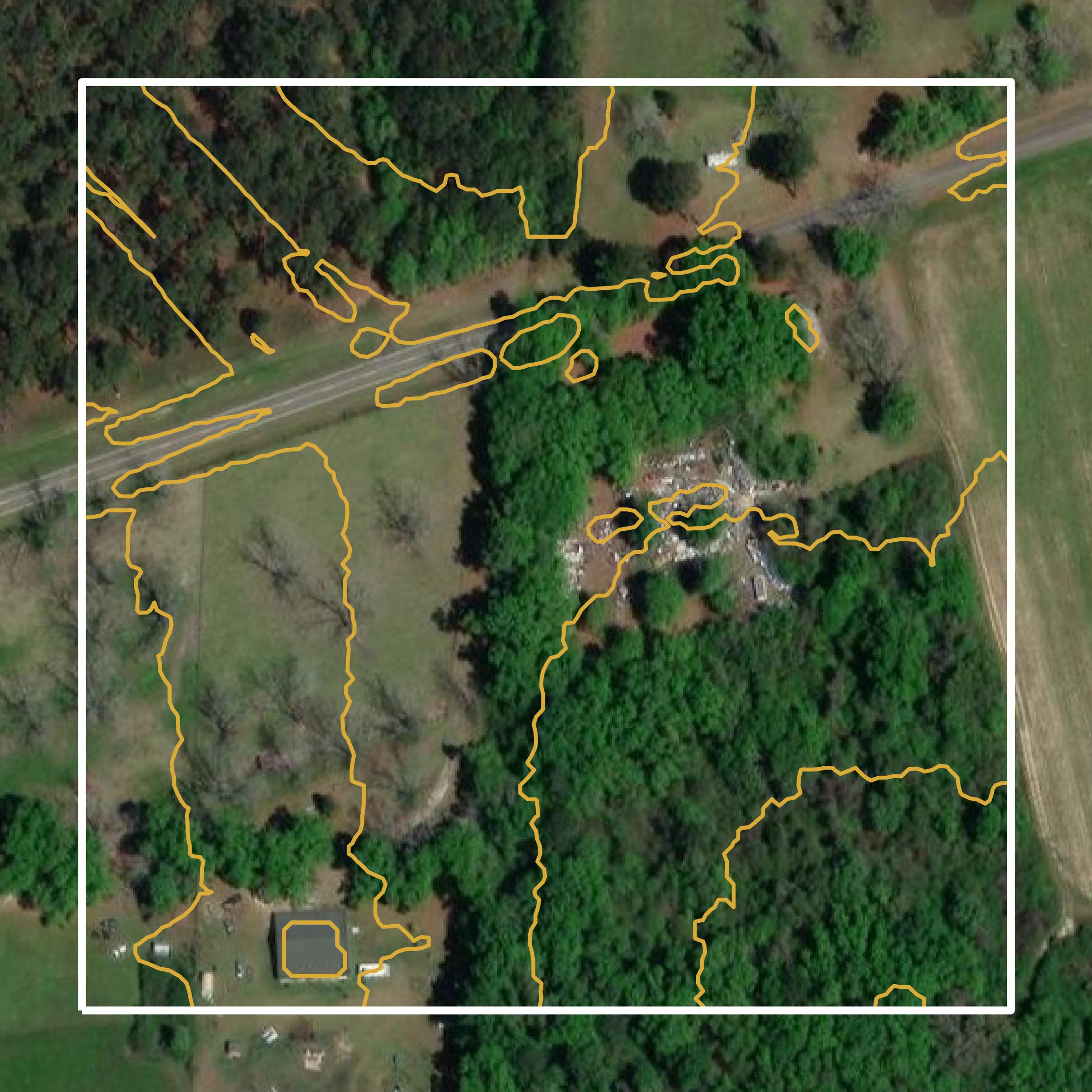 This image shows a contour map in Grady County created using GIS data in Equator.