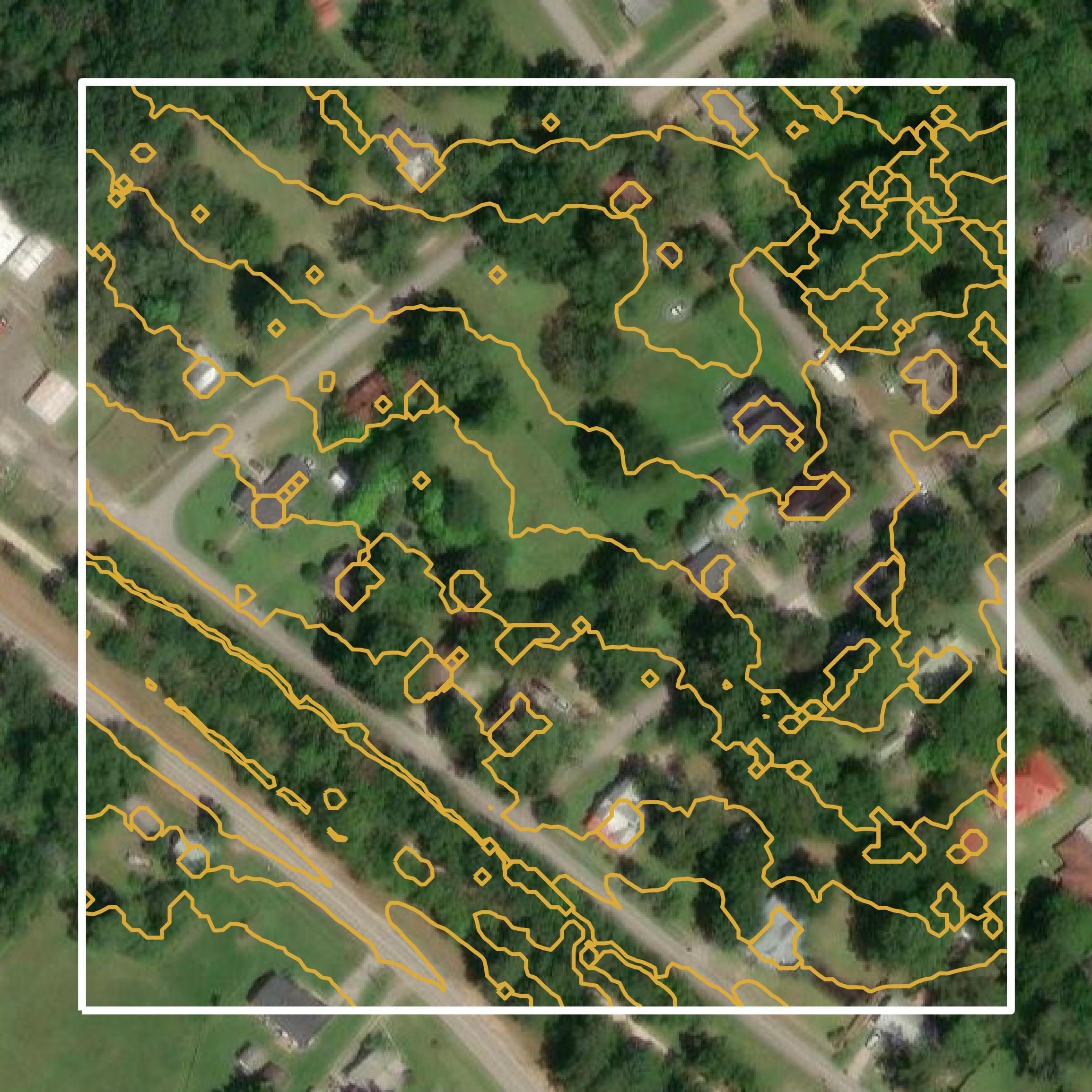 This image shows a contour map in Greene County created using GIS data in Equator.