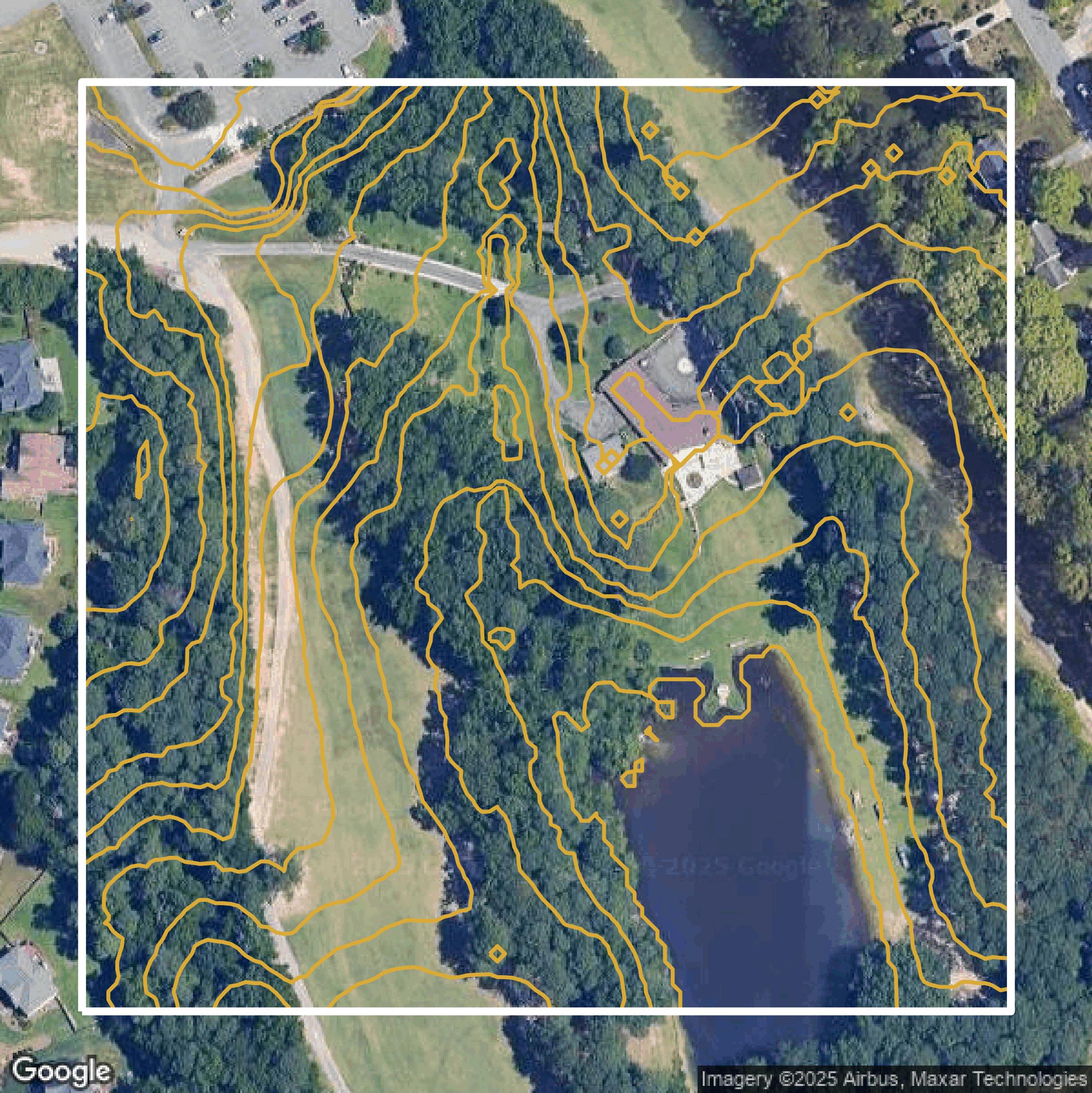 This image shows a contour map in Gwinnett County created using GIS data in Equator.