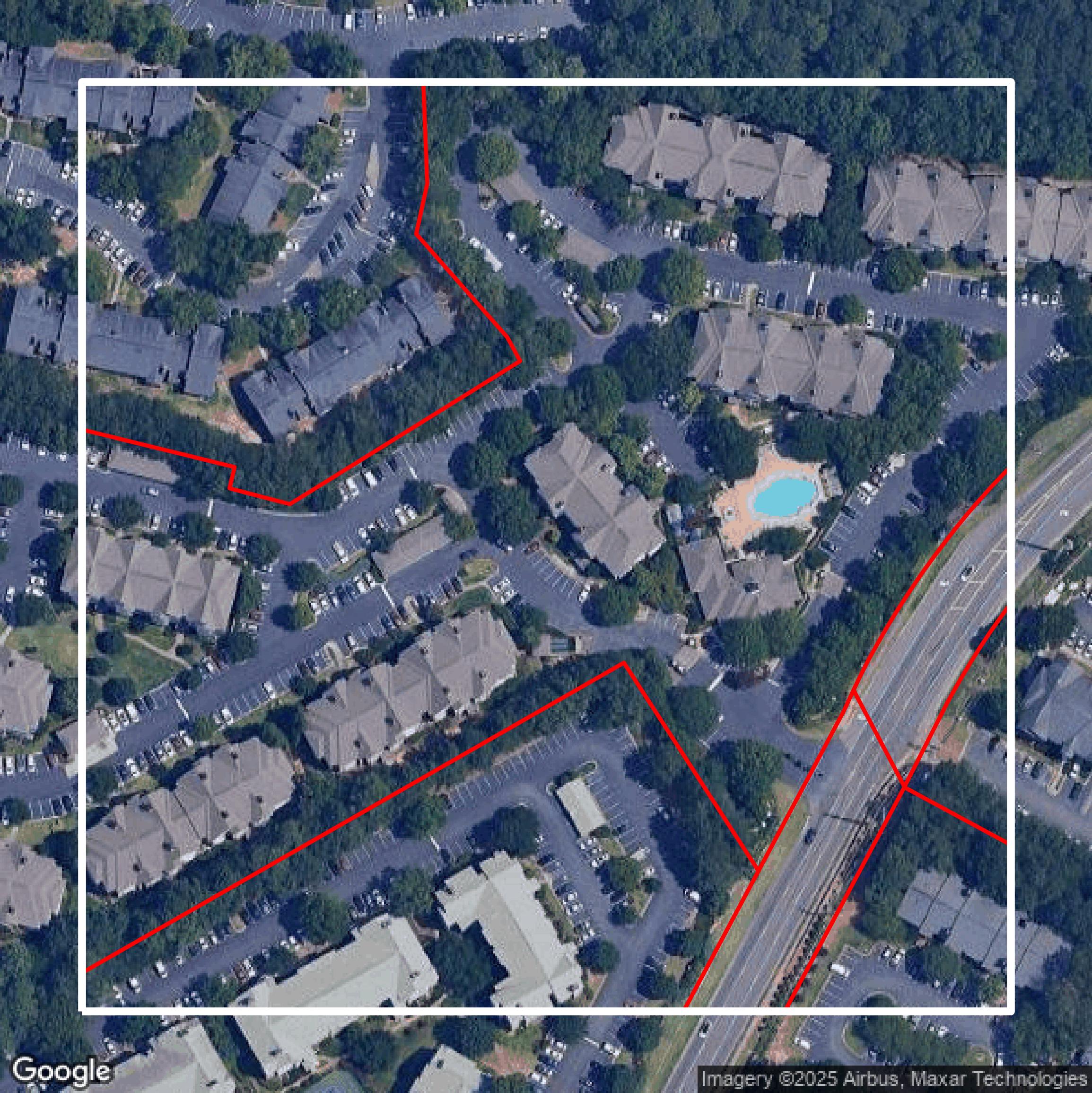 This image shows parcel data in Gwinnett County created using GIS data in Equator.