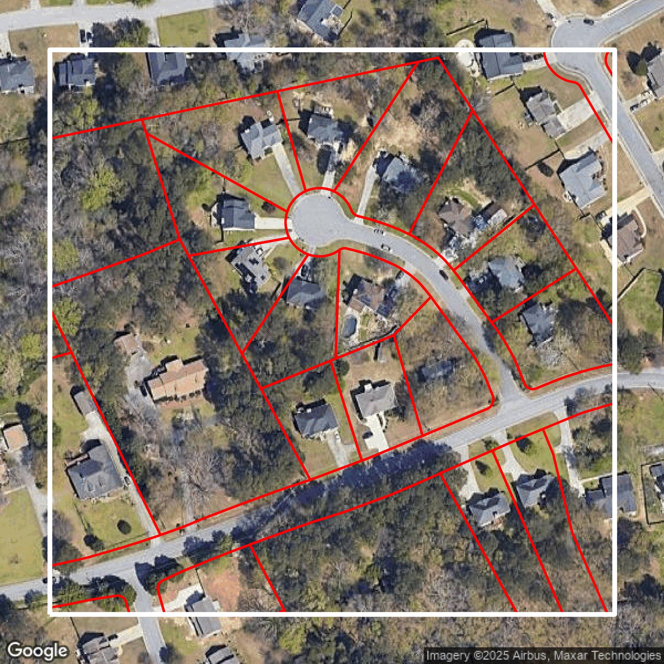 This image shows parcel data in Gwinnett County created using GIS data in Equator.