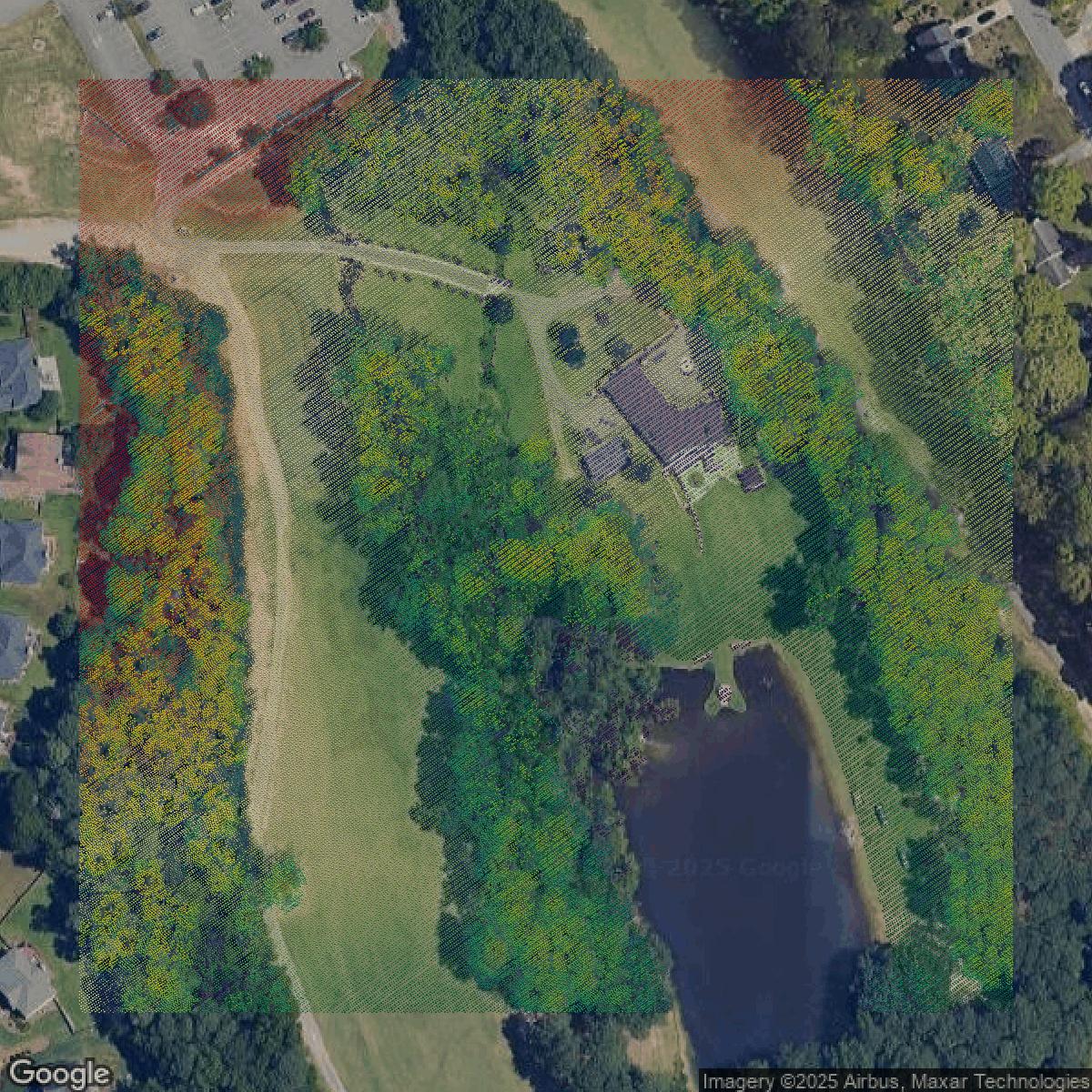 This image shows a LiDAR point cloud in Gwinnett County created using GIS data in Equator.