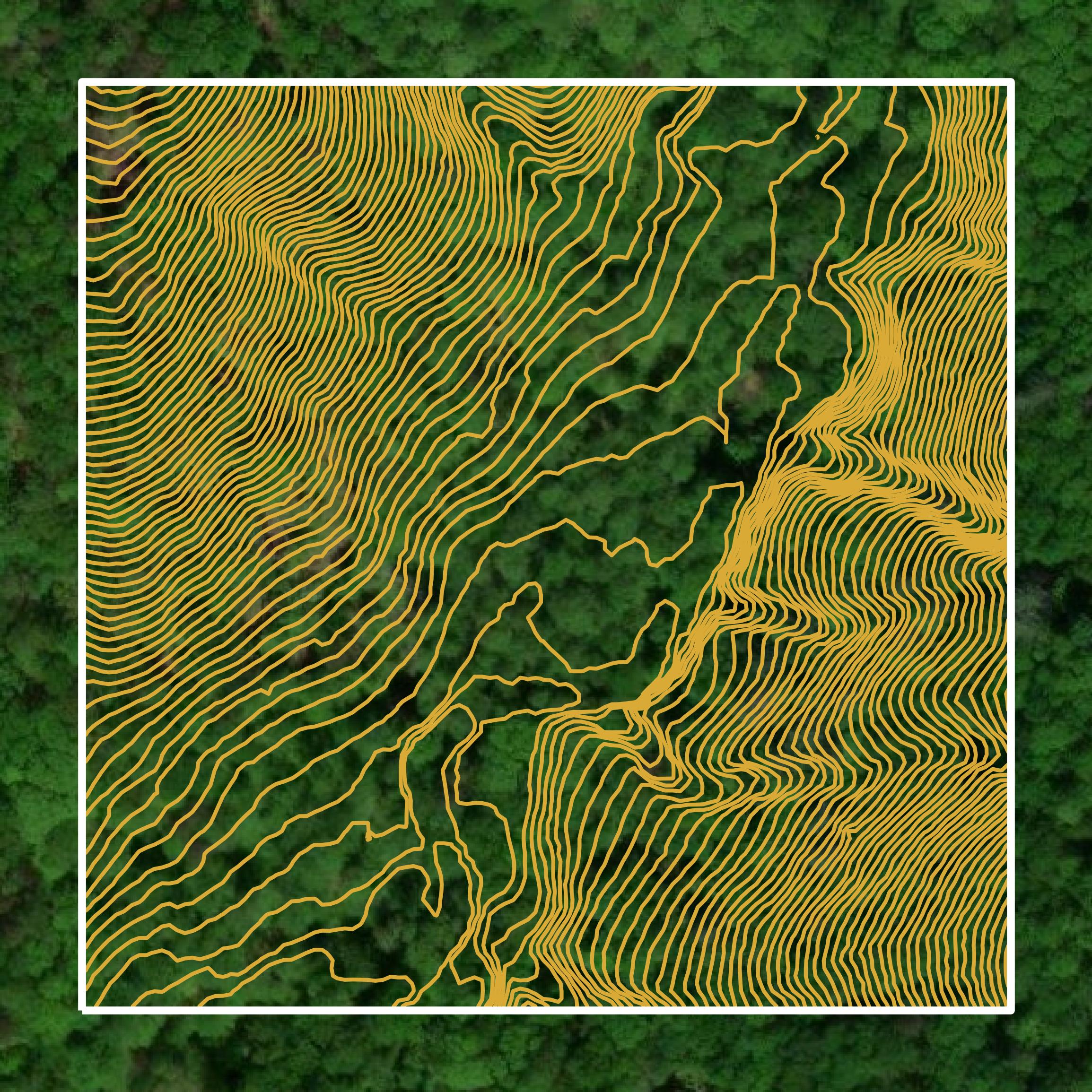 This image shows a contour map in Habersham County created using GIS data in Equator.
