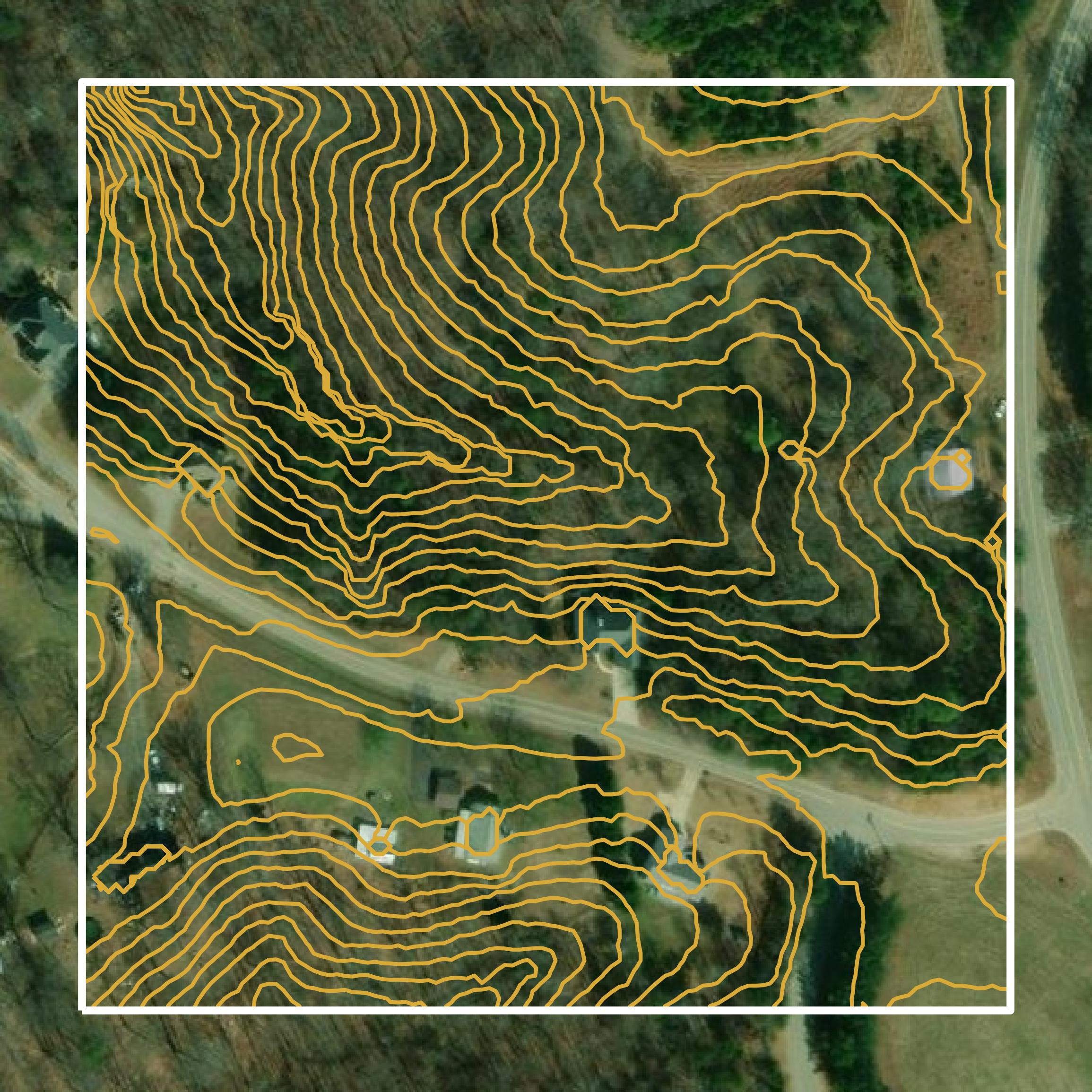This image shows a contour map in Hall County created using GIS data in Equator.