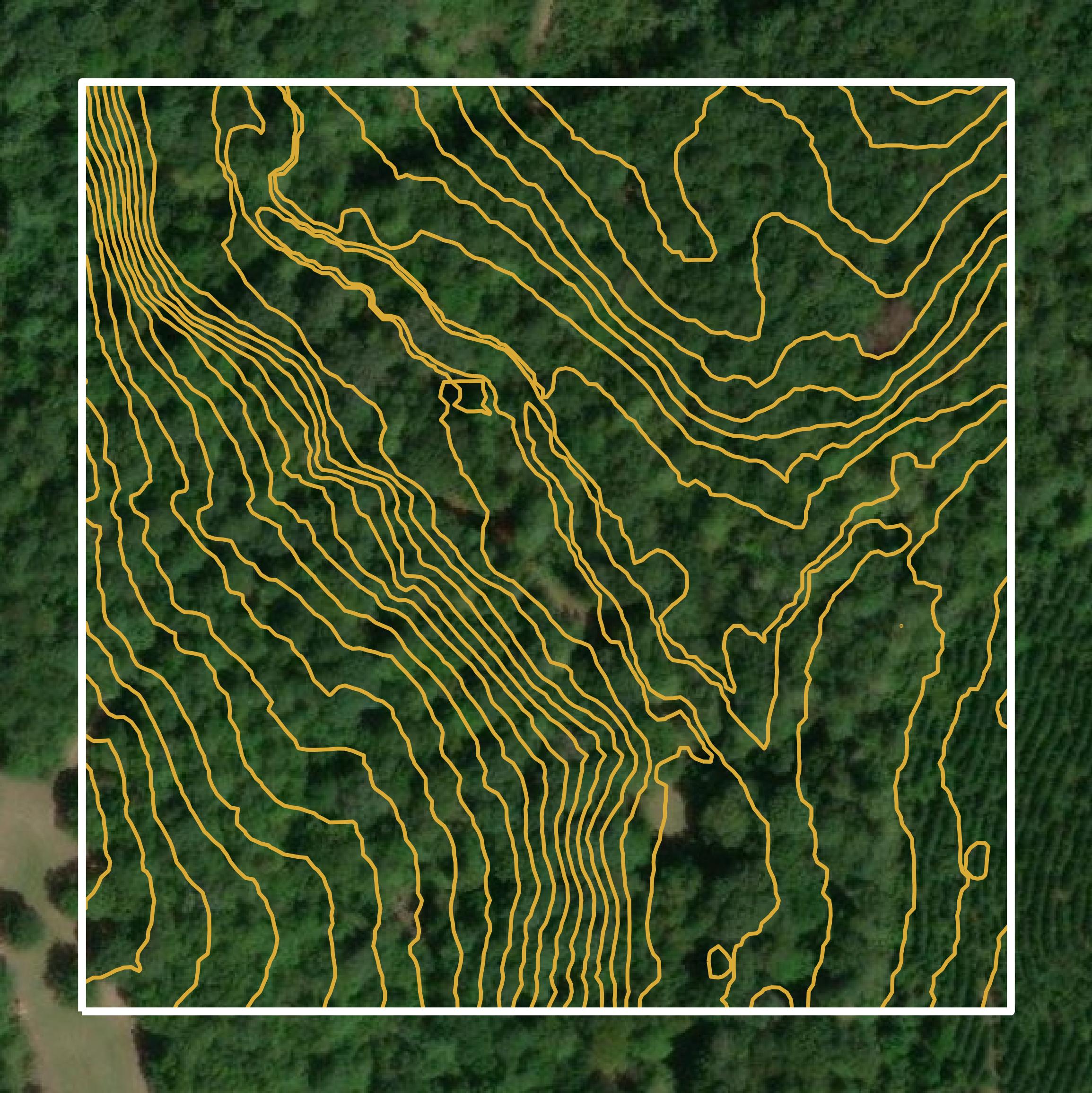 This image shows a contour map in Hancock County created using GIS data in Equator.