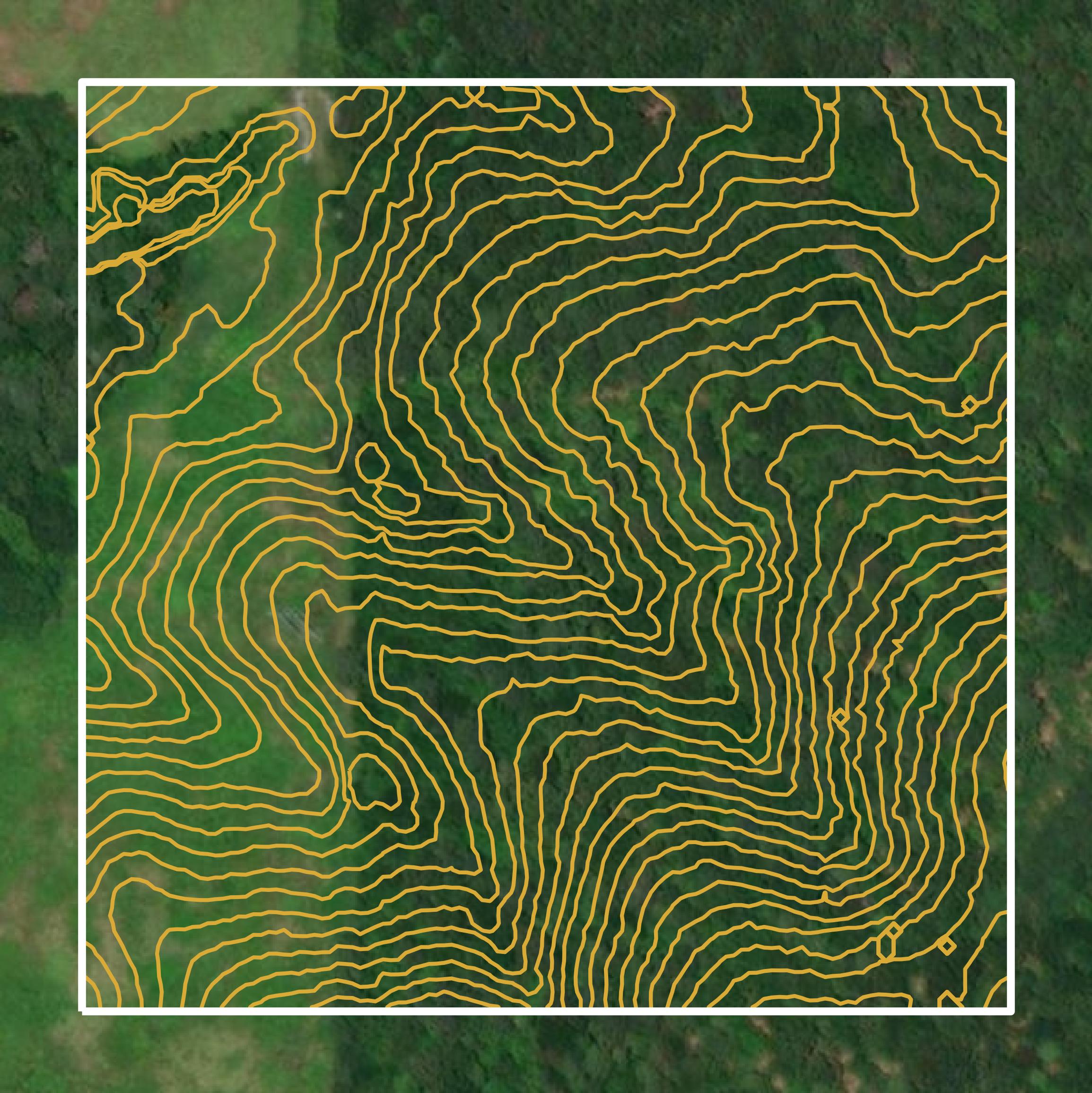 This image shows a contour map in Haralson County created using GIS data in Equator.
