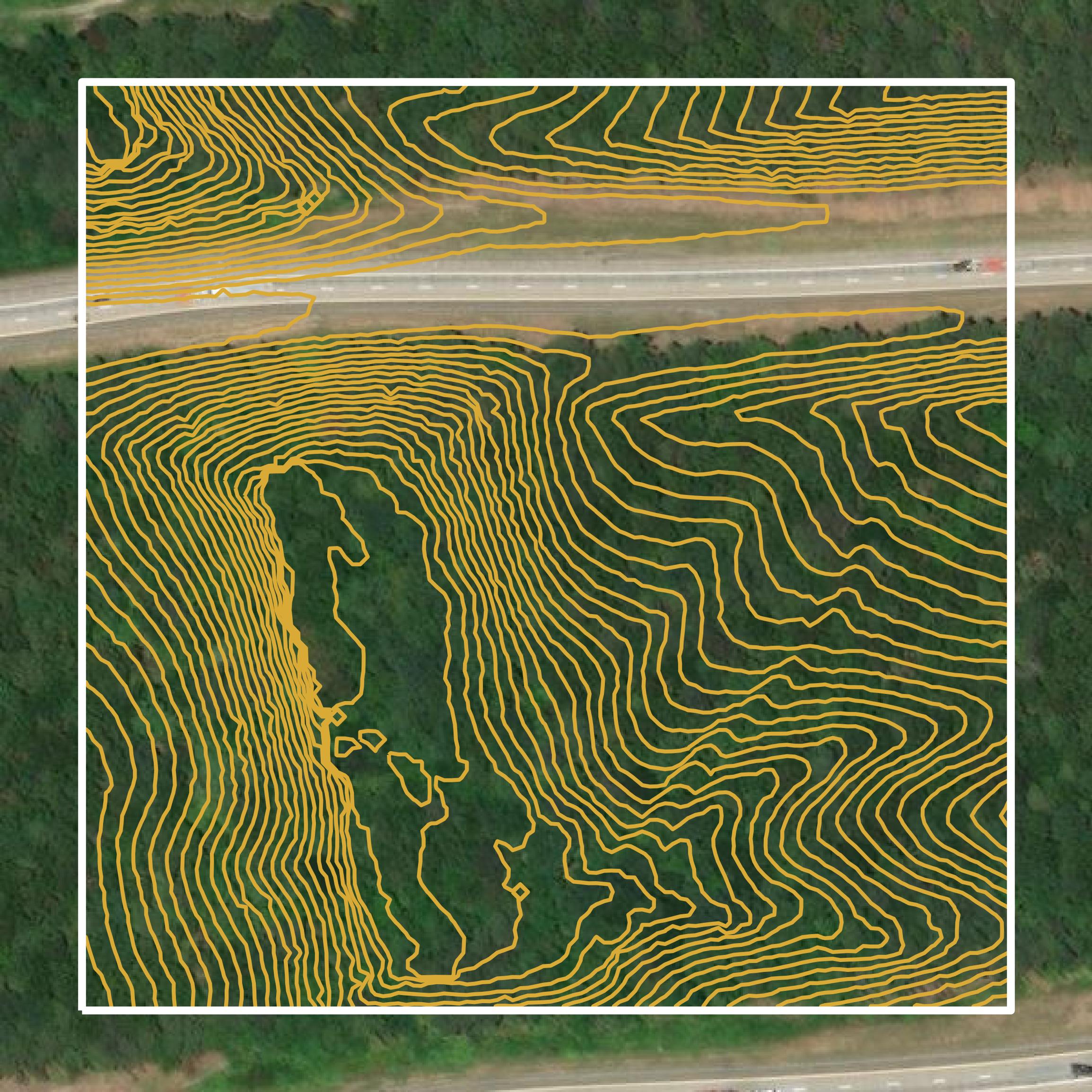 This image shows a contour map in Haralson County created using GIS data in Equator.
