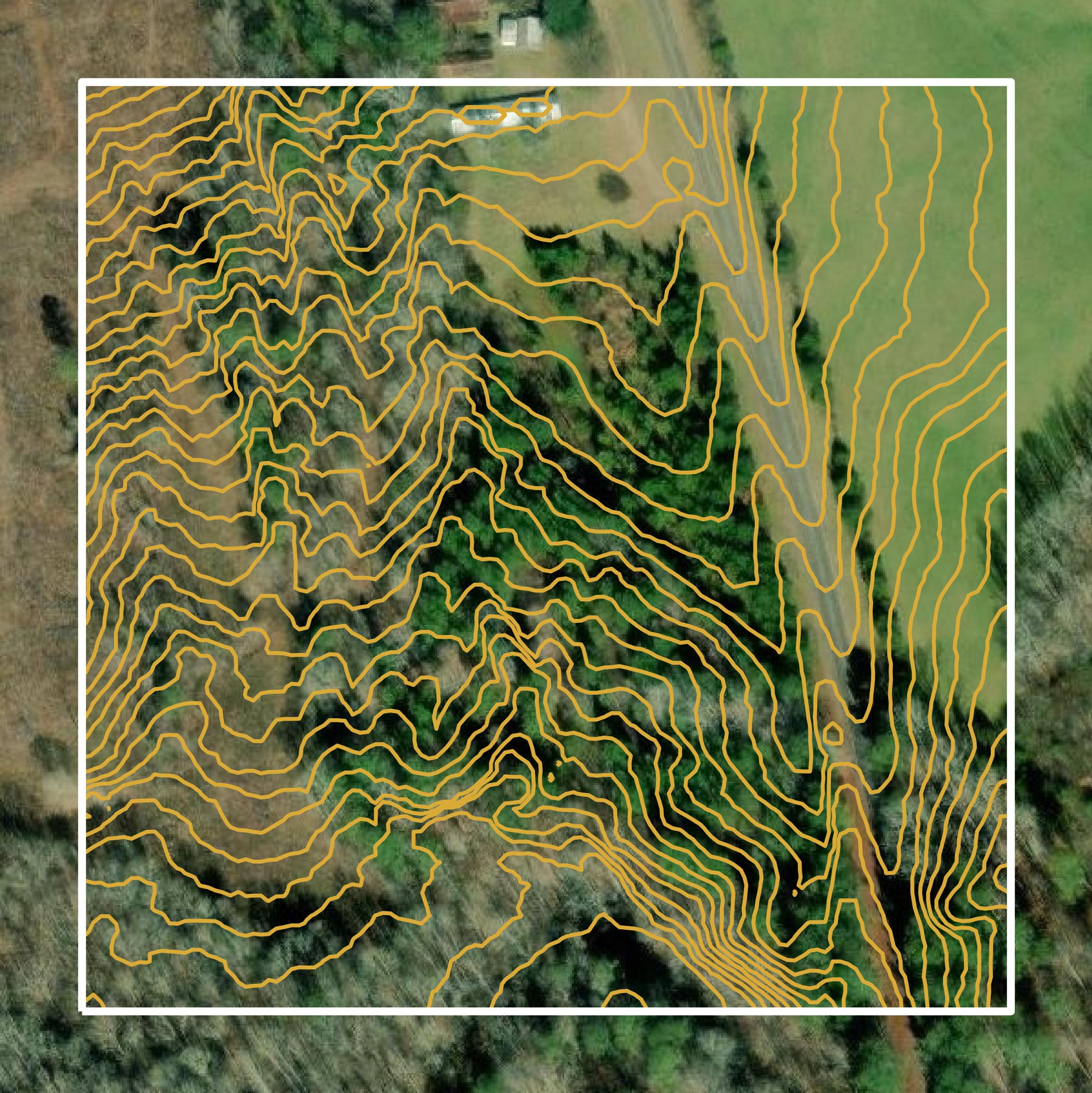 This image shows a contour map in Heard County created using GIS data in Equator.