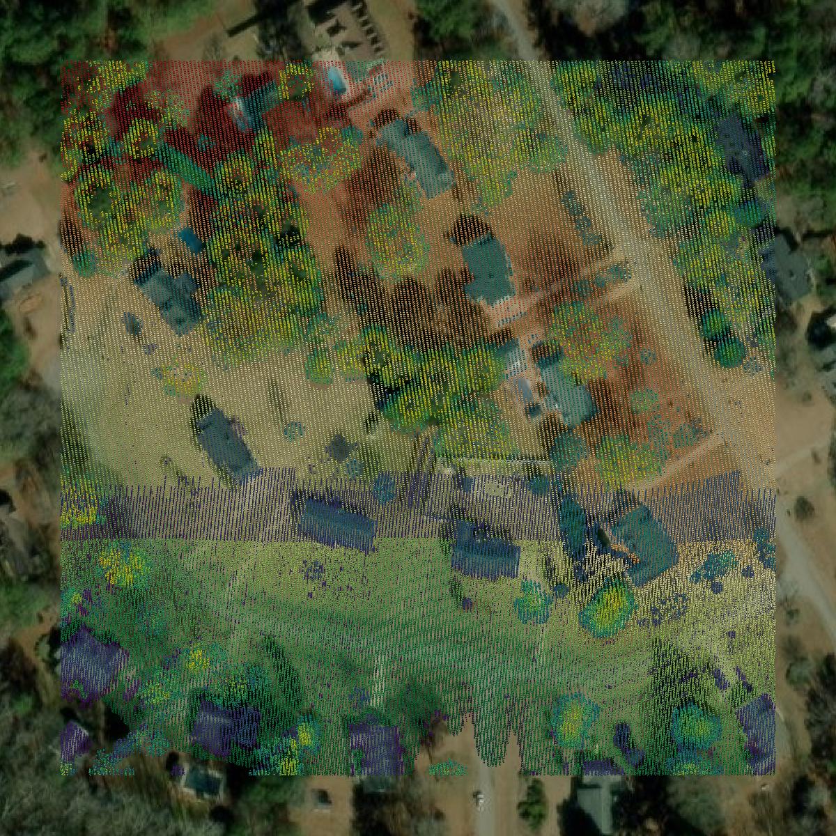 This image shows a LiDAR point cloud in Henry County created using GIS data in Equator.