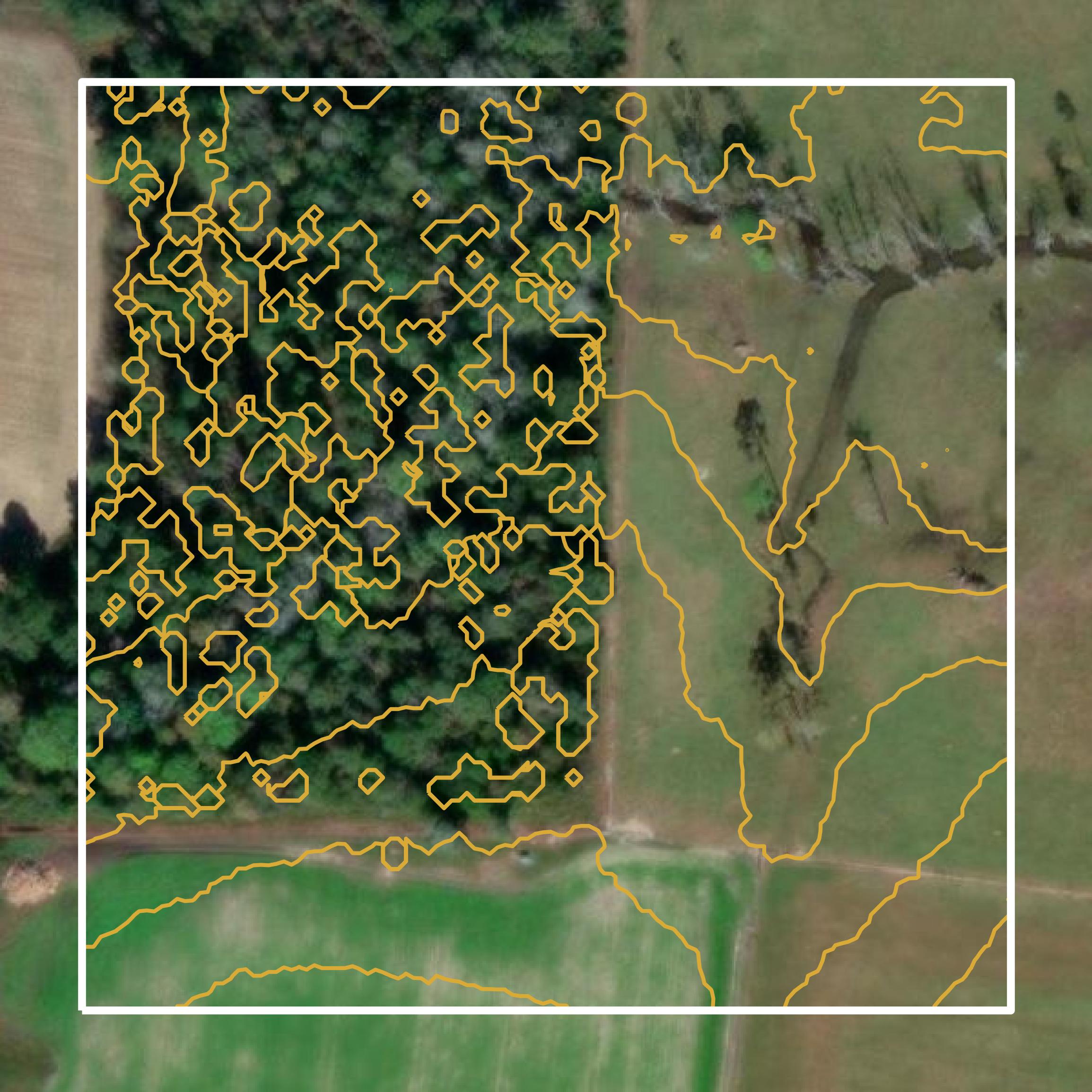 This image shows a contour map in Irwin County created using GIS data in Equator.