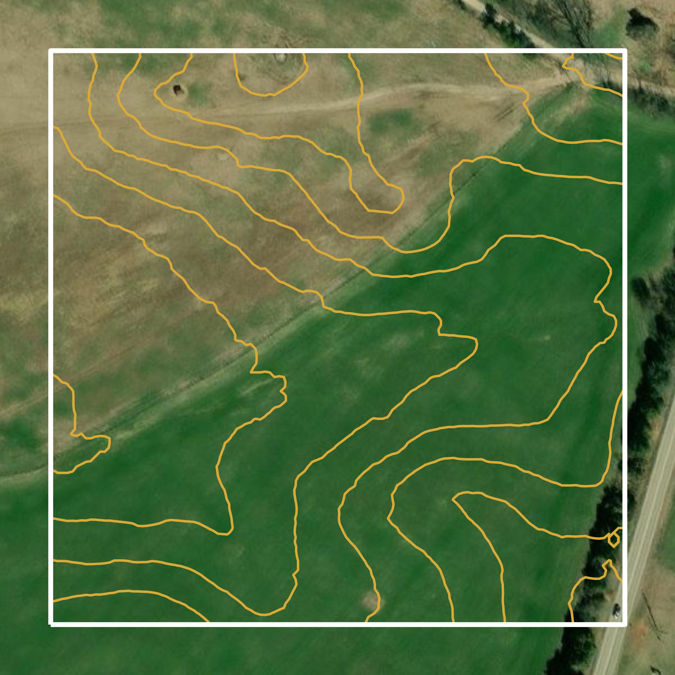 This image shows a contour map in Jasper County created using GIS data in Equator.