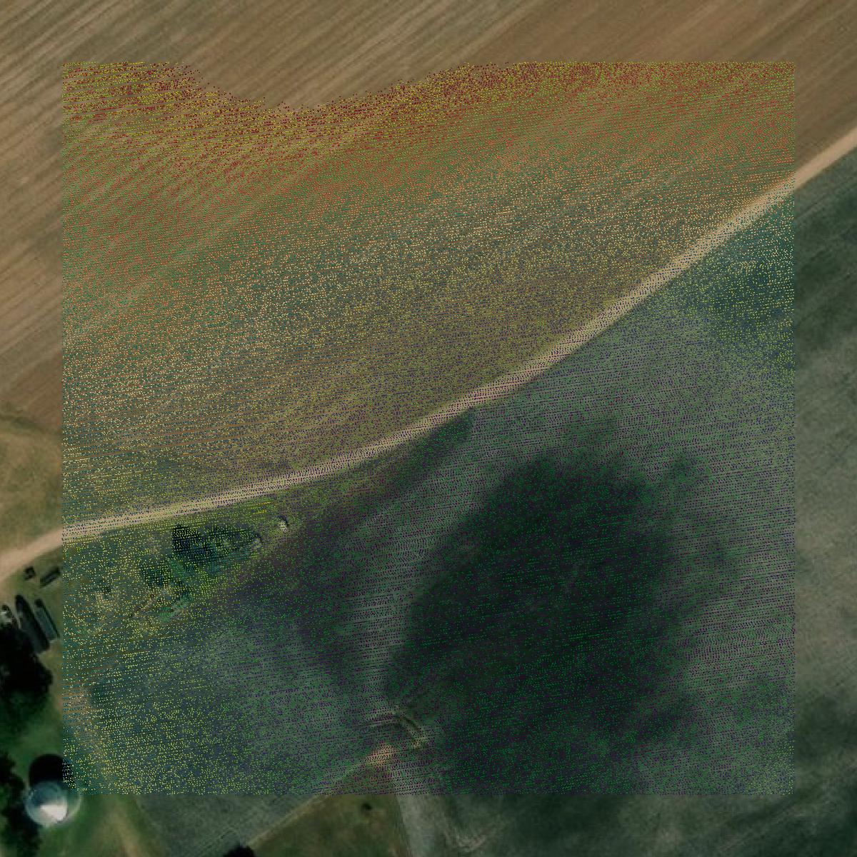 This image shows a LiDAR point cloud in Jefferson County created using GIS data in Equator.