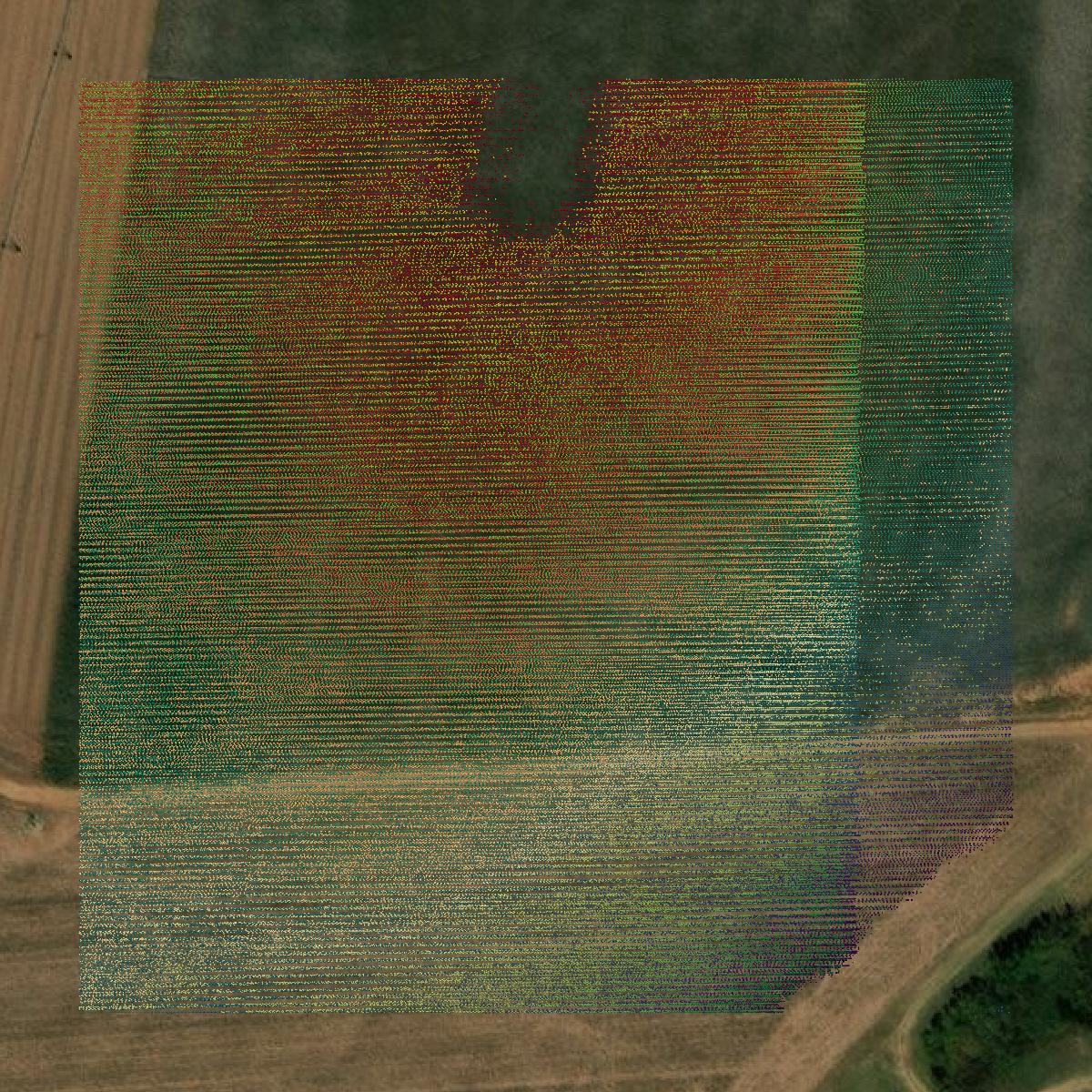 This image shows a LiDAR point cloud in Jefferson County created using GIS data in Equator.