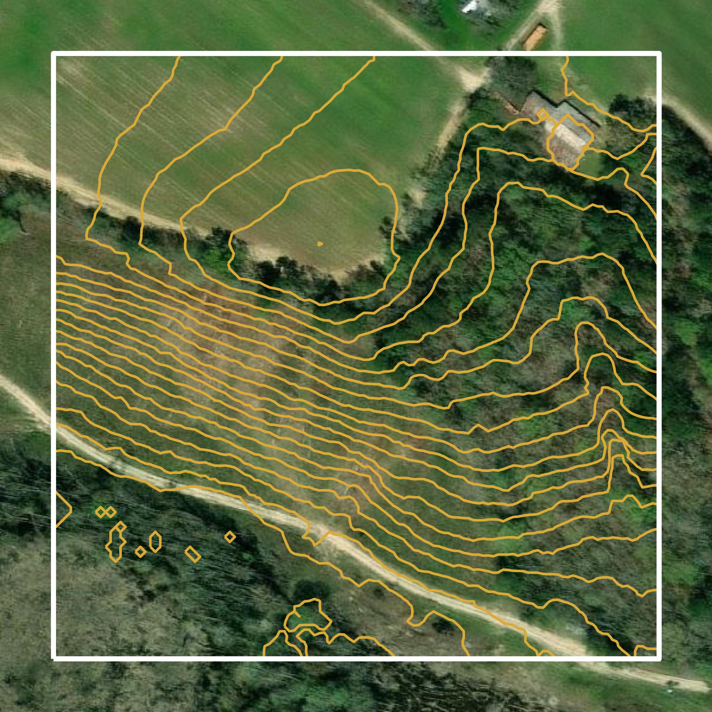 This image shows a contour map in Jenkins County created using GIS data in Equator.