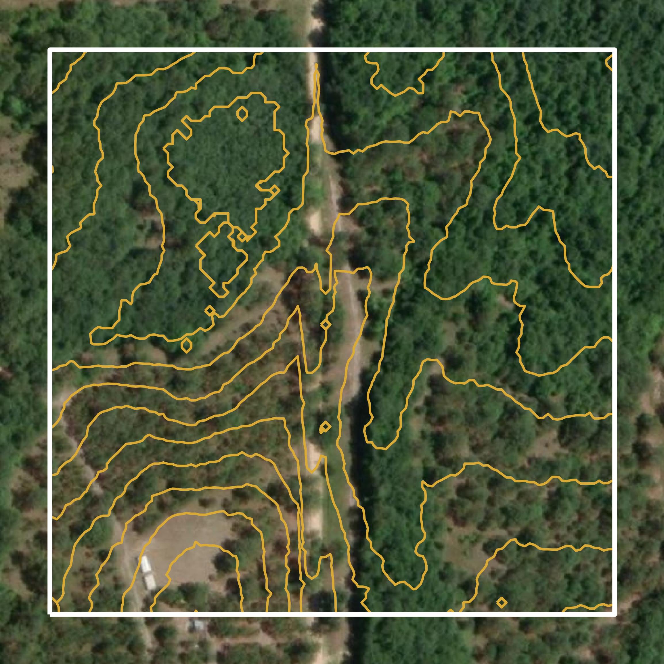 This image shows a contour map in Johnson County created using GIS data in Equator.