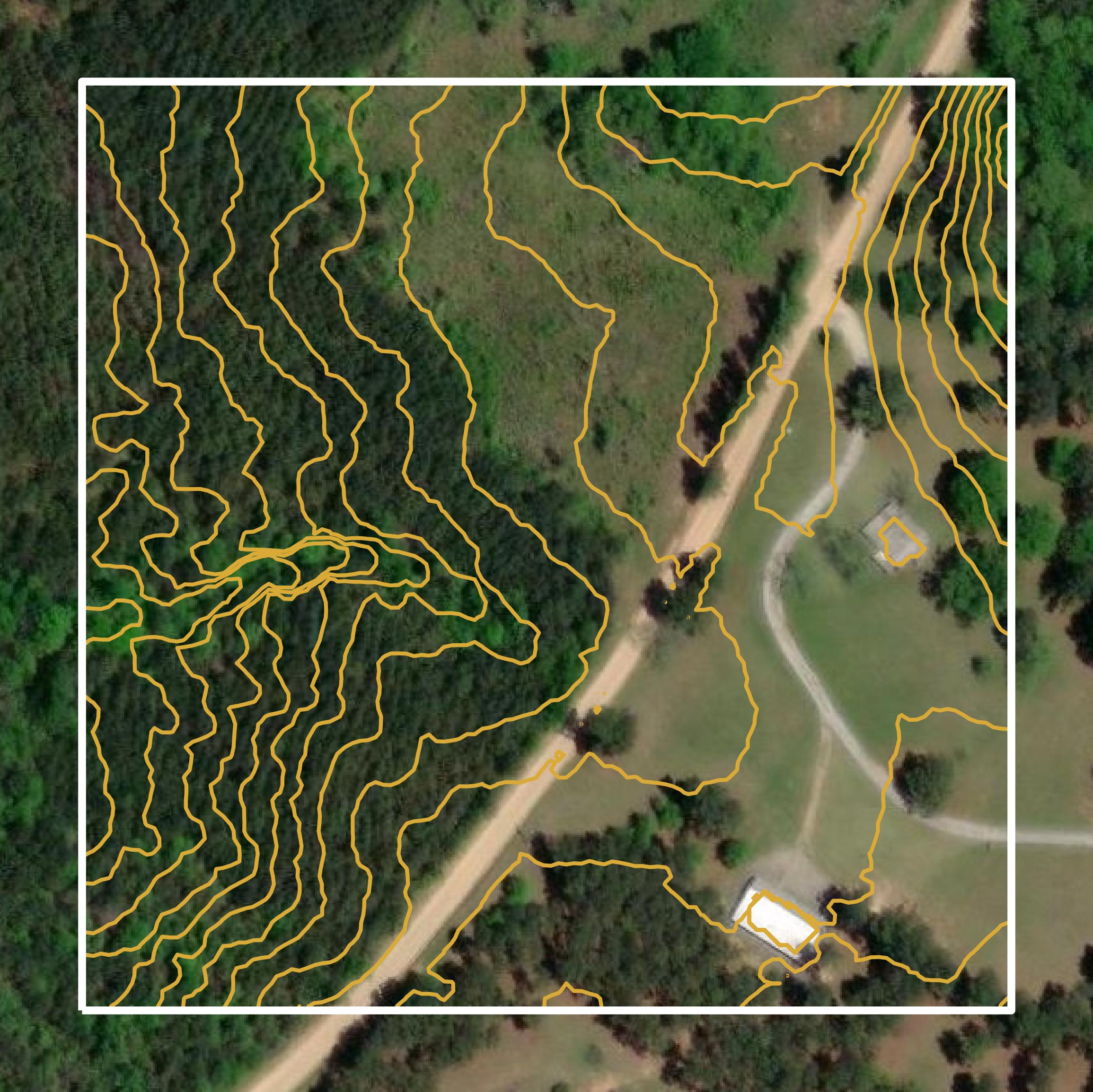 This image shows a contour map in Jones County created using GIS data in Equator.