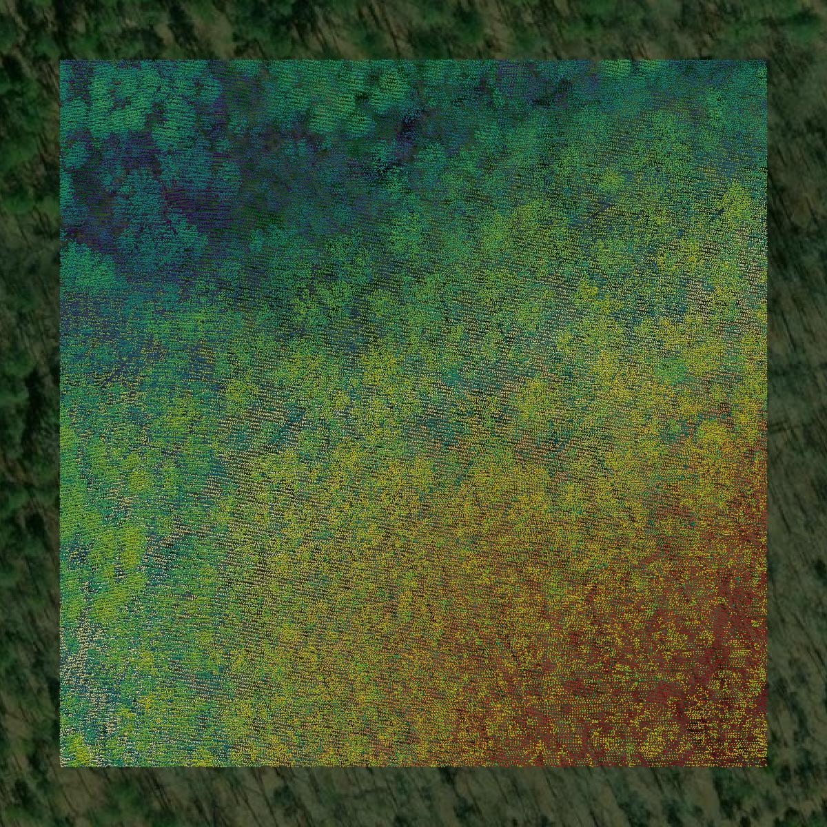 This image shows a LiDAR point cloud in Jones County created using GIS data in Equator.