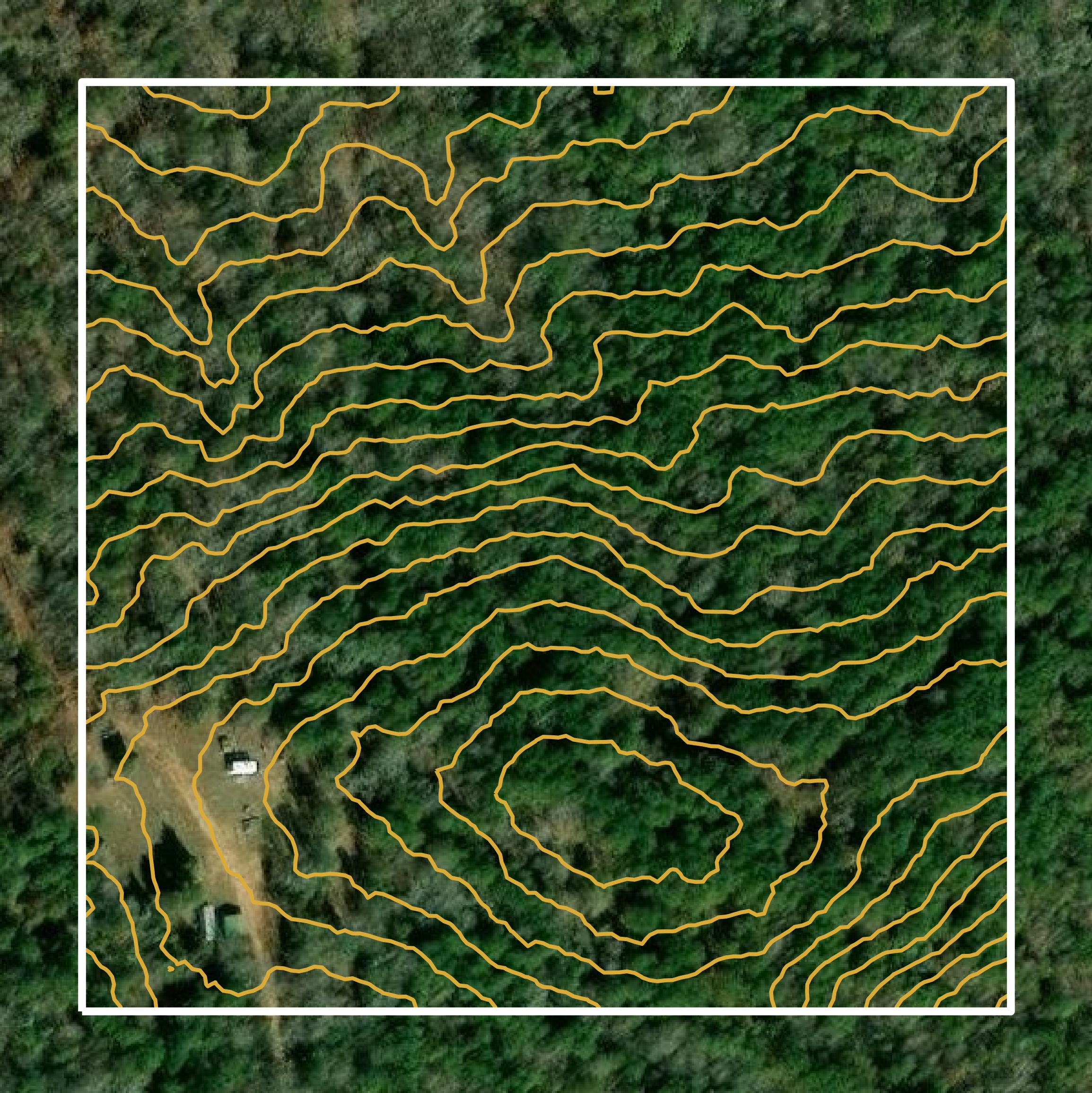 This image shows a contour map in Lamar County created using GIS data in Equator.