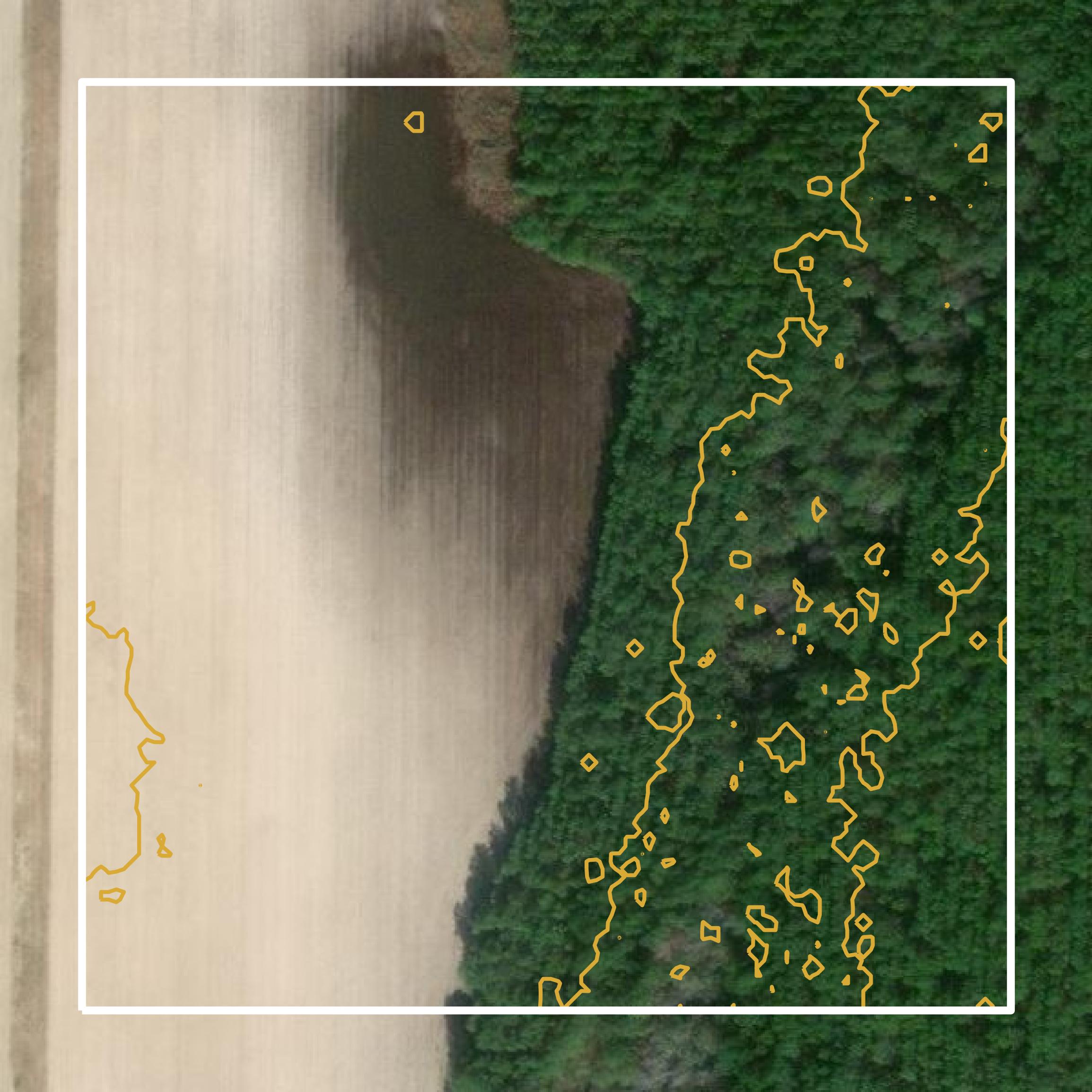 This image shows a contour map in Lanier County created using GIS data in Equator.