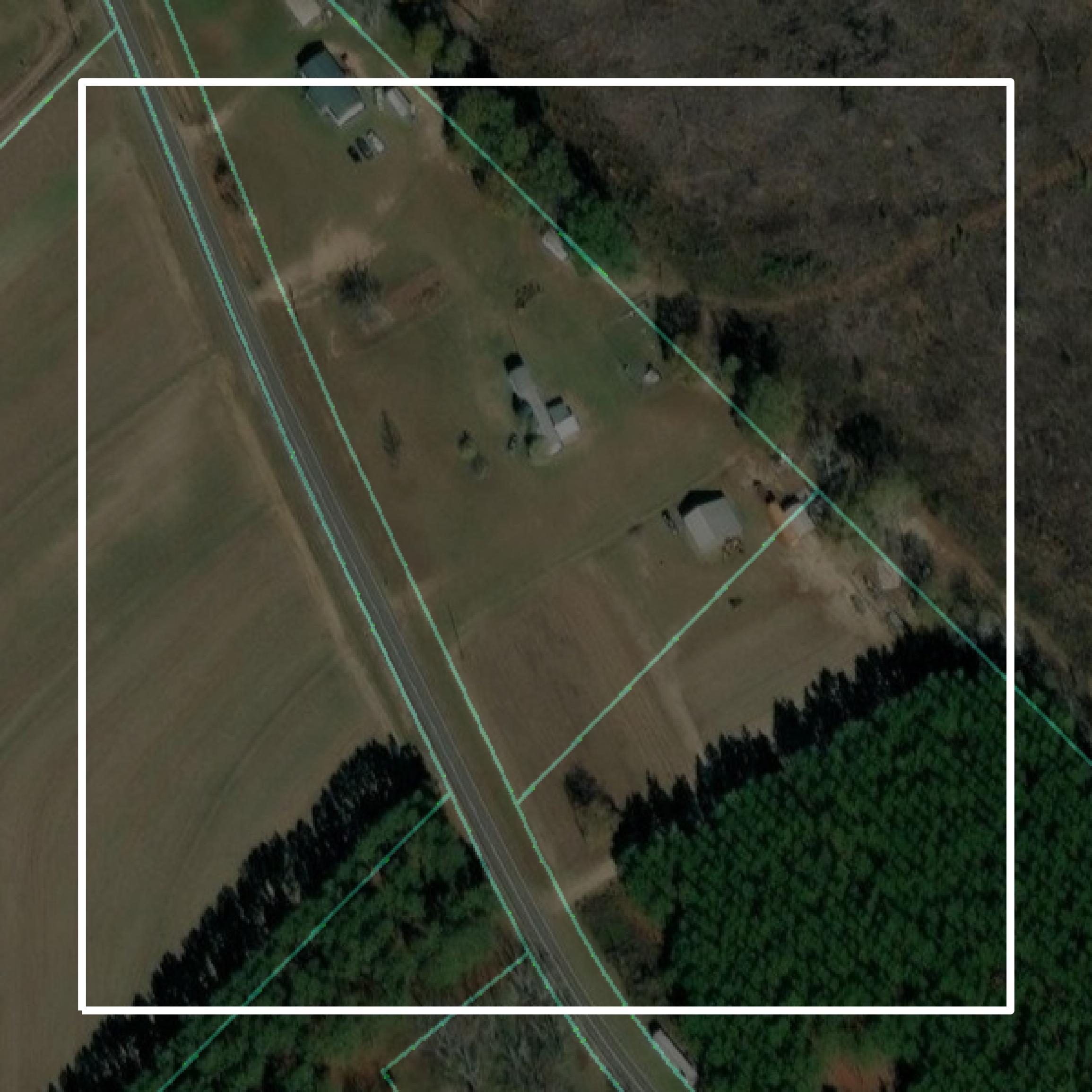 This image shows parcel and building data in Laurens County created using GIS data in Equator.