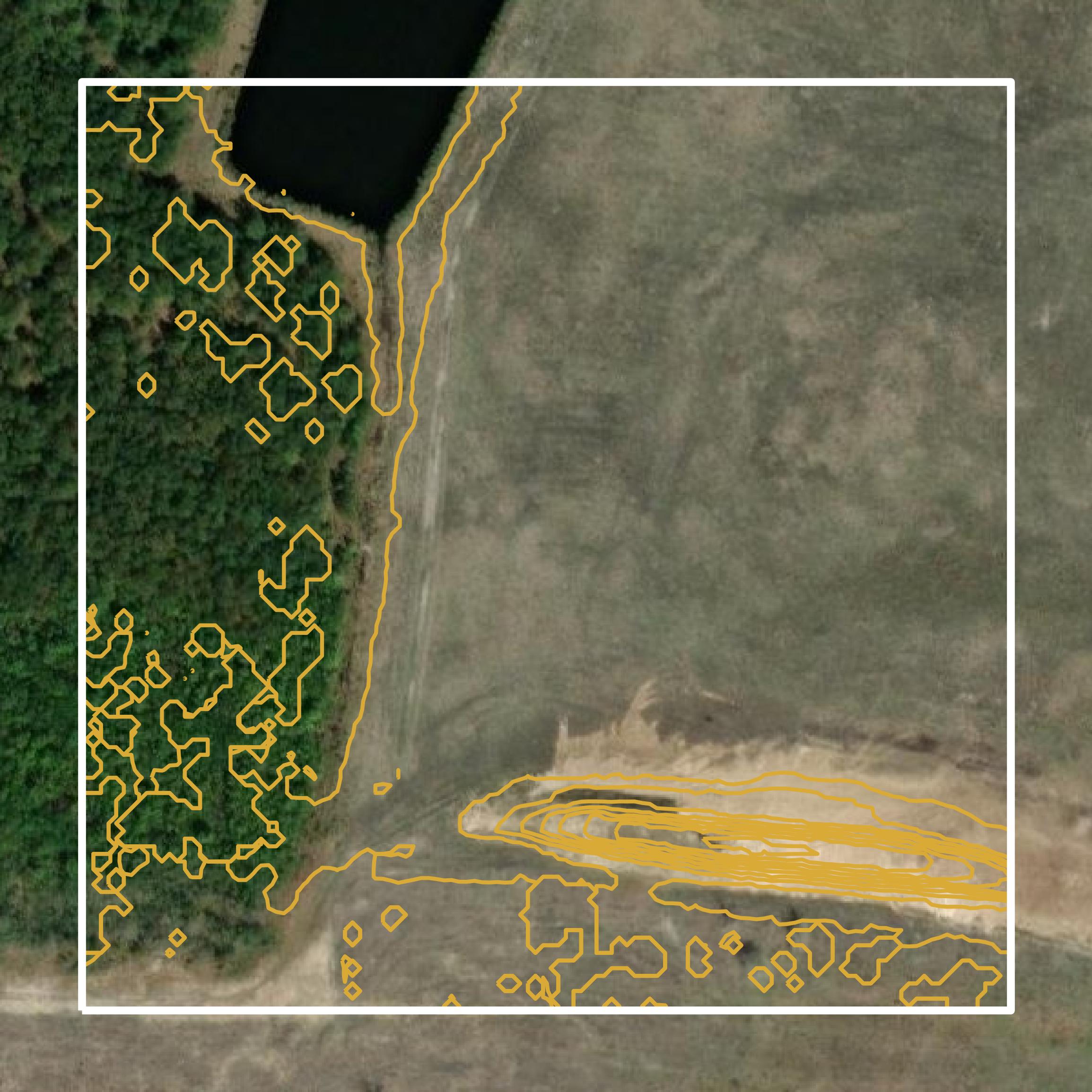 This image shows a contour map in Liberty County created using GIS data in Equator.