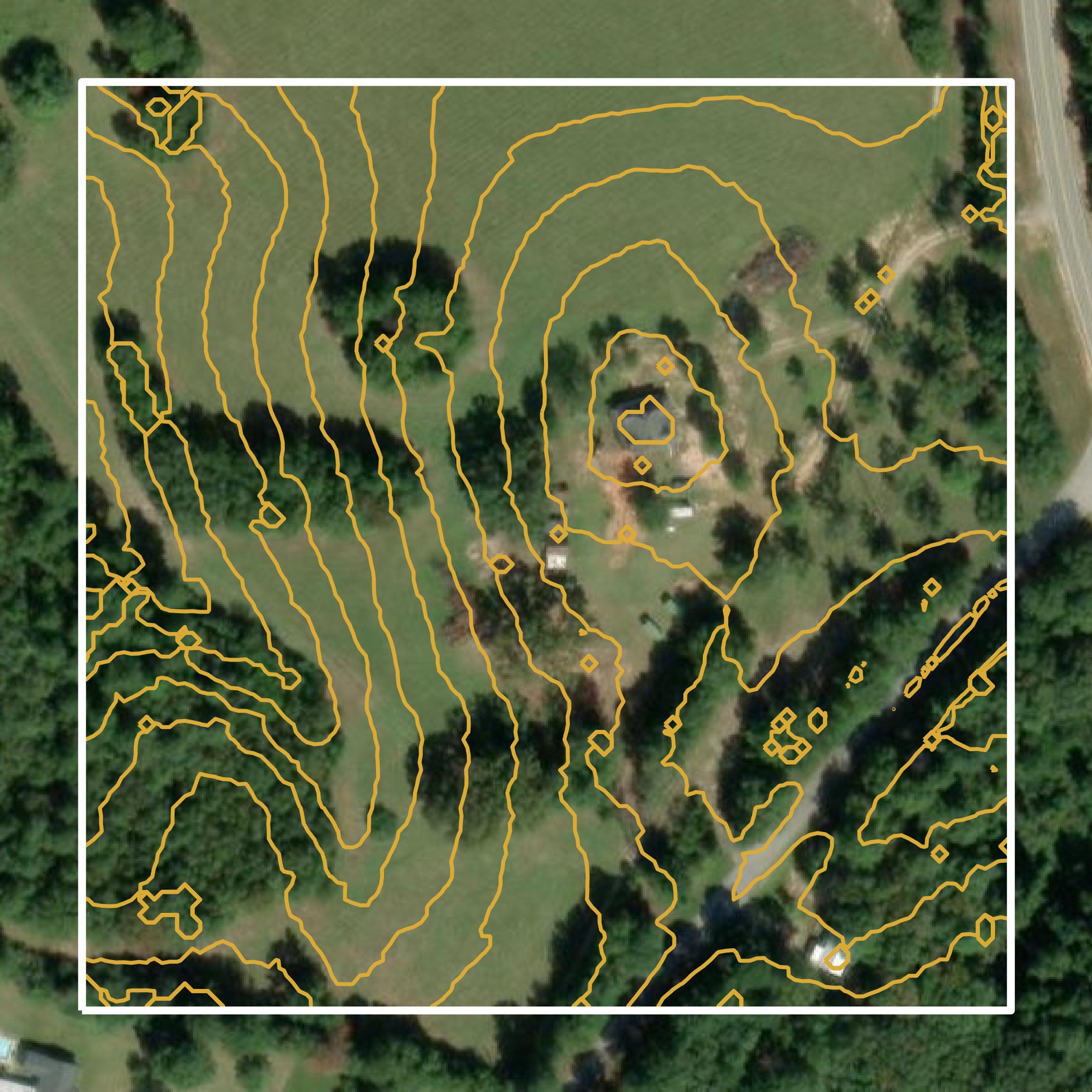 This image shows a contour map in Lincoln County created using GIS data in Equator.