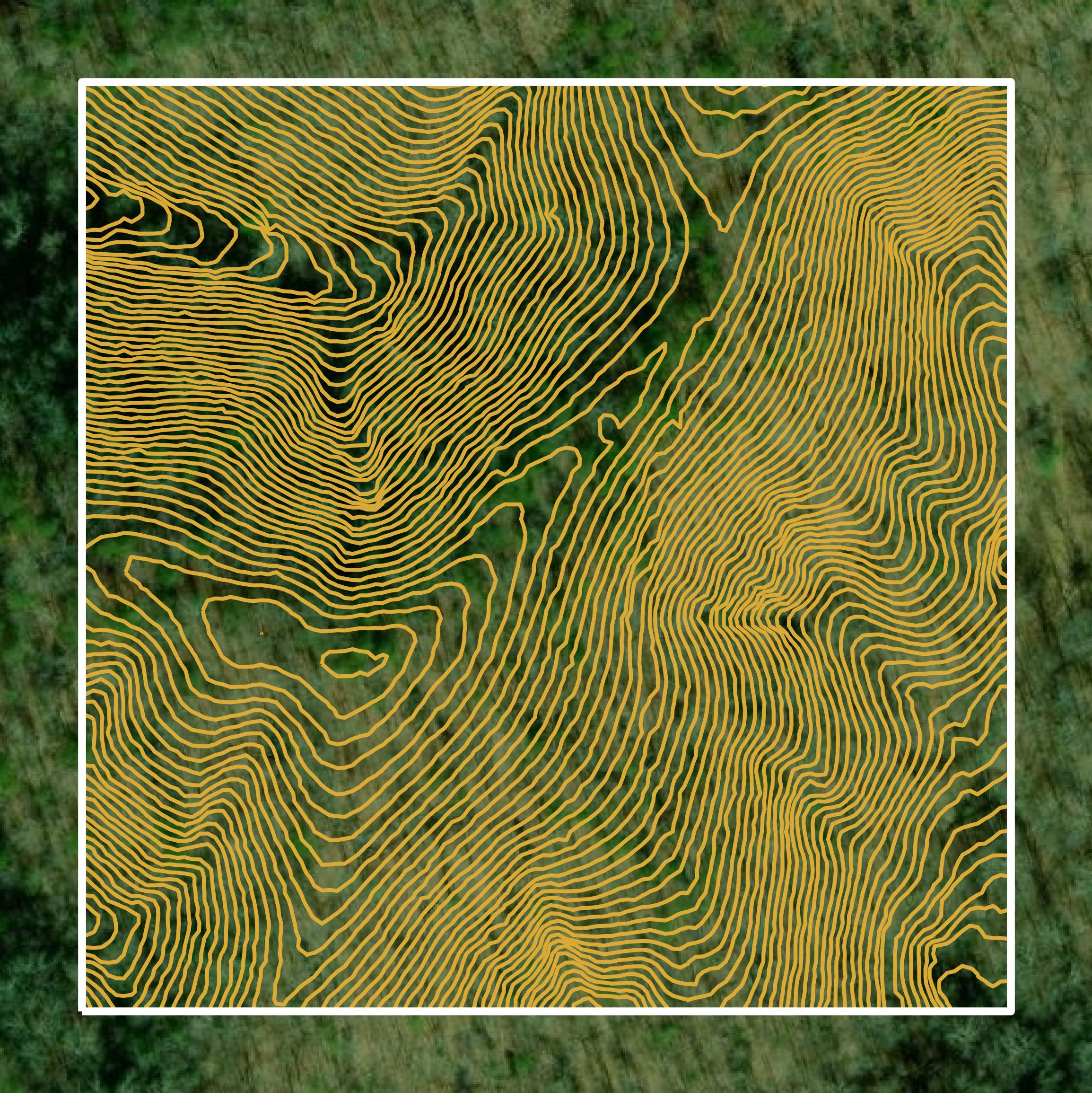 This image shows a contour map in Lumpkin County created using GIS data in Equator.