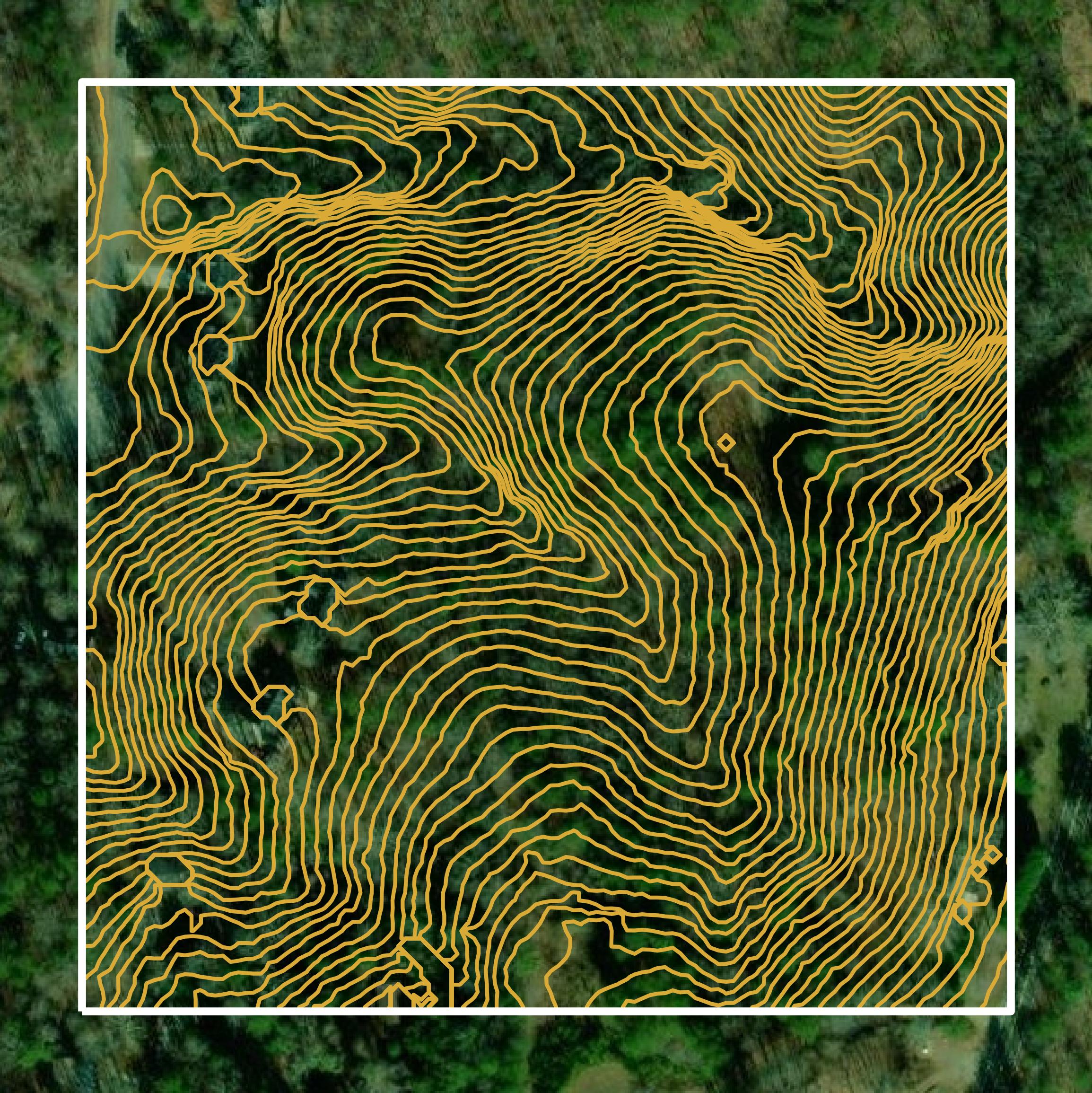 This image shows a contour map in Lumpkin County created using GIS data in Equator.