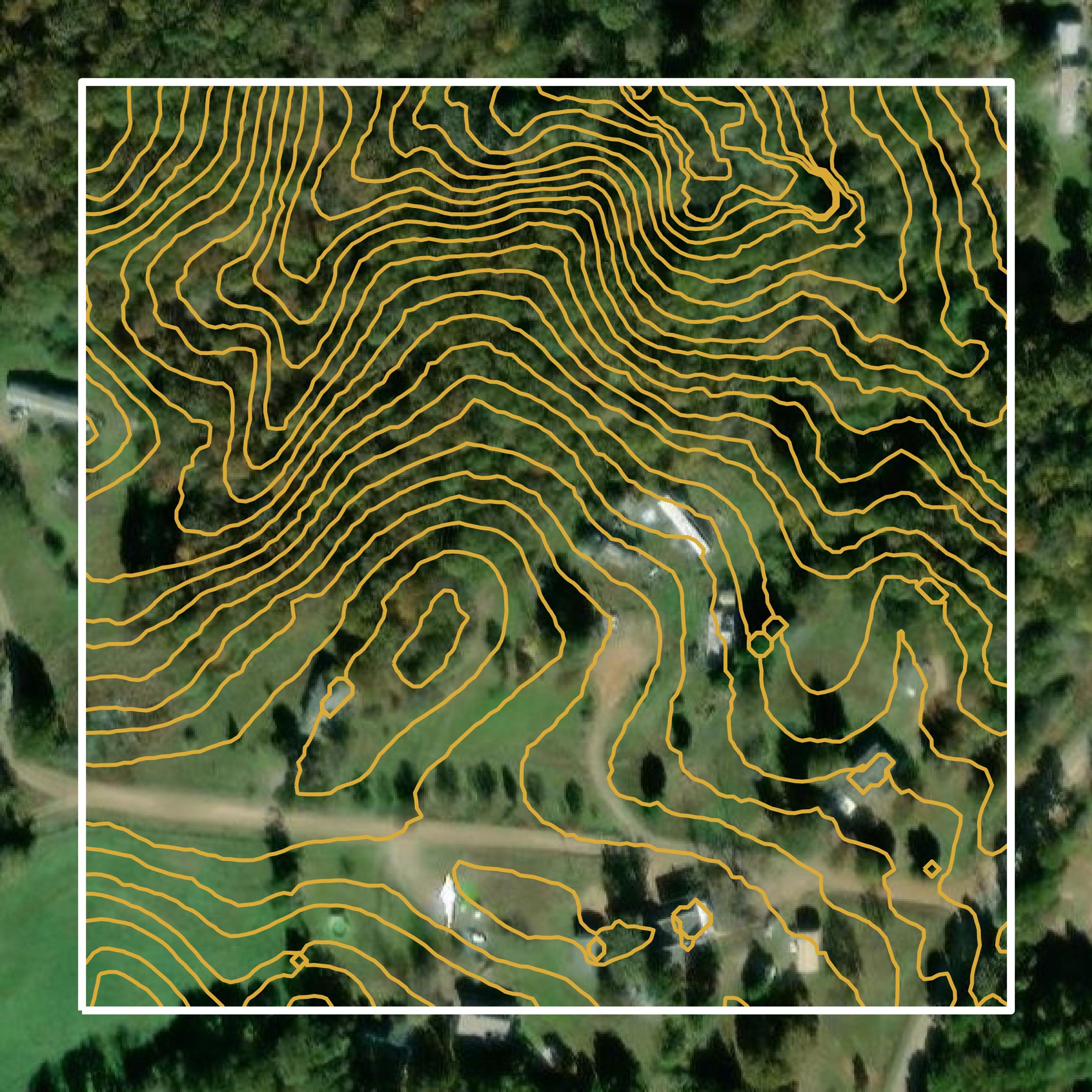 This image shows a contour map in Madison County created using GIS data in Equator.