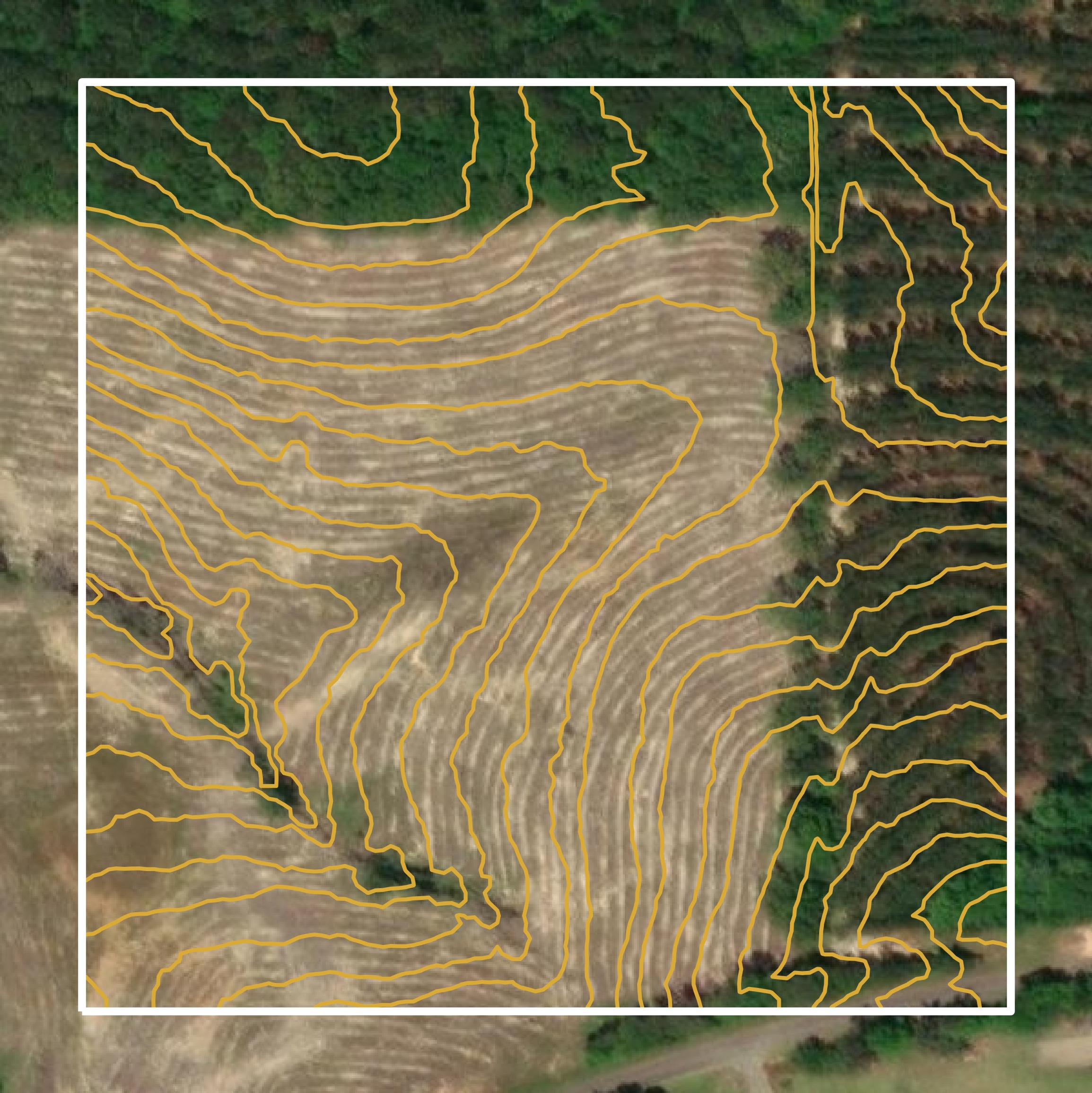 This image shows a contour map in Marion County created using GIS data in Equator.