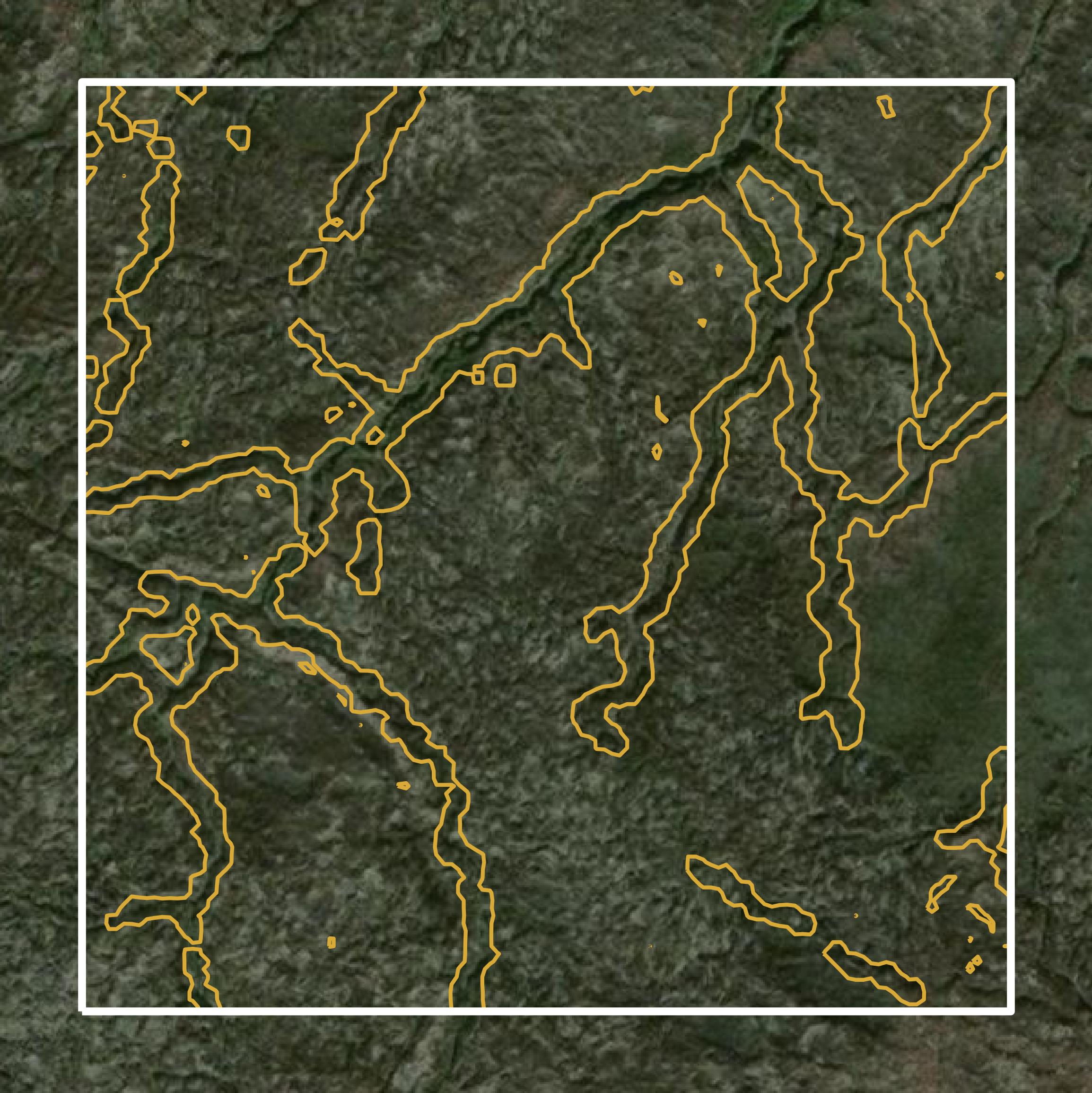 This image shows a contour map in McIntosh County created using GIS data in Equator.