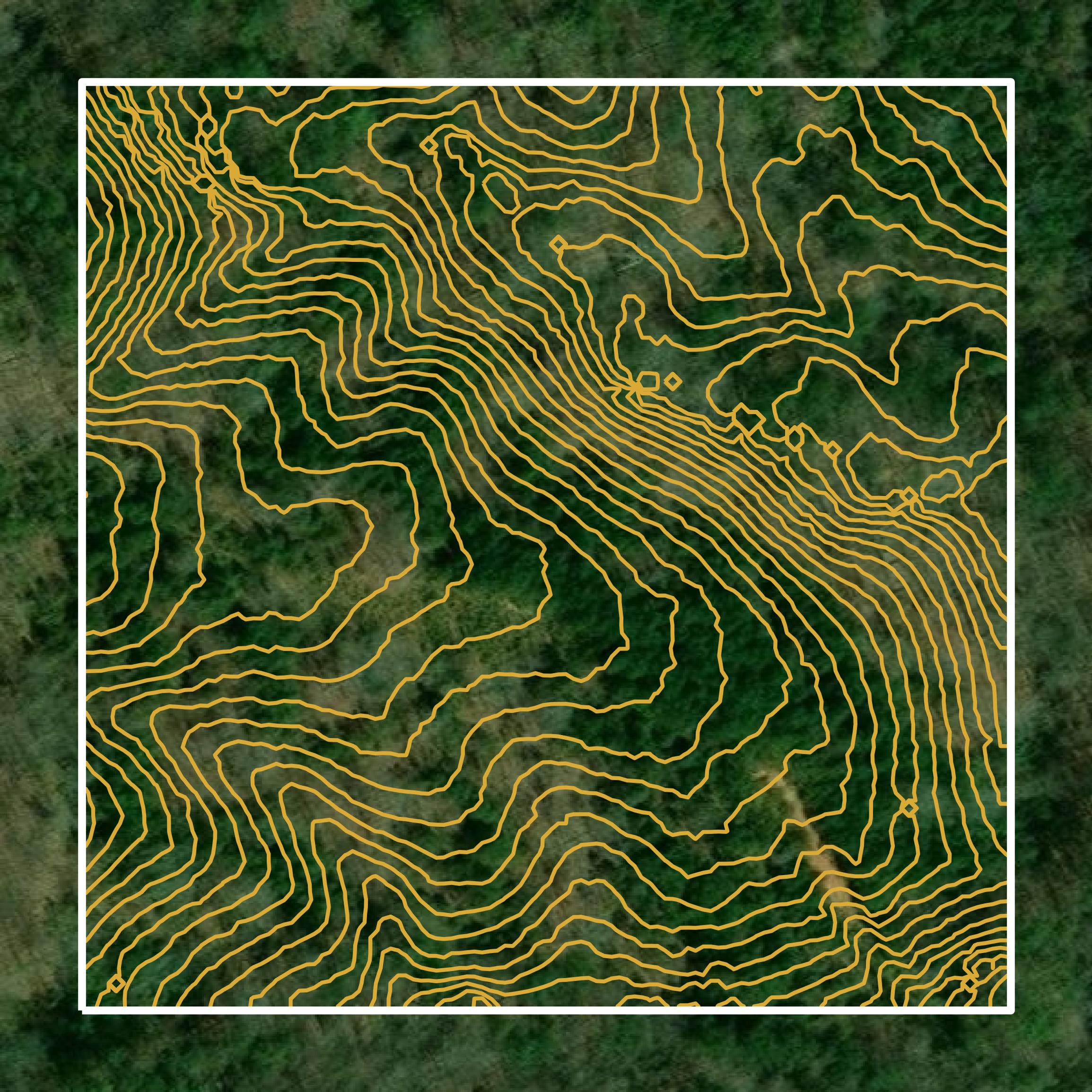 This image shows a contour map in Meriwether County created using GIS data in Equator.
