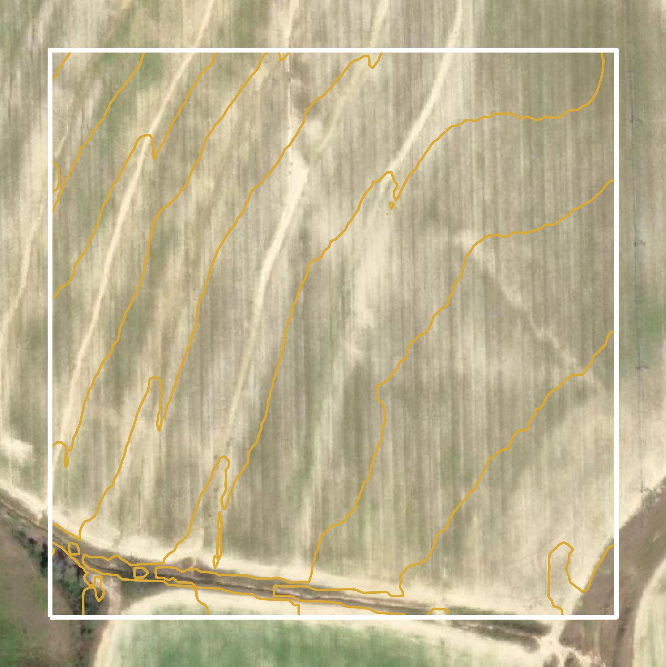 This image shows a contour map in Mitchell County created using GIS data in Equator.