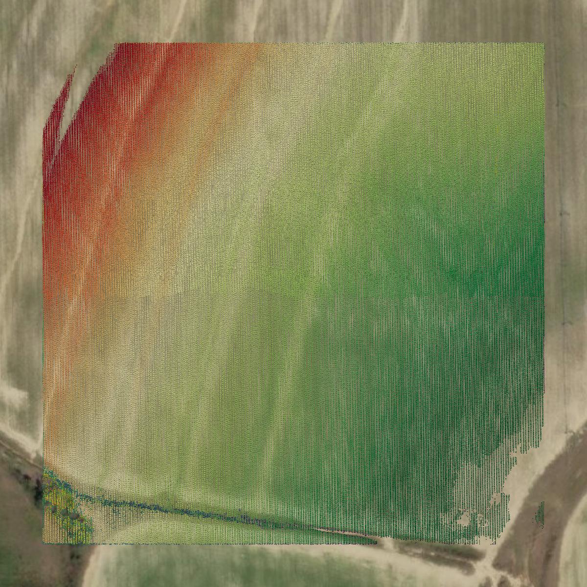 This image shows a LiDAR point cloud in Mitchell County created using GIS data in Equator.