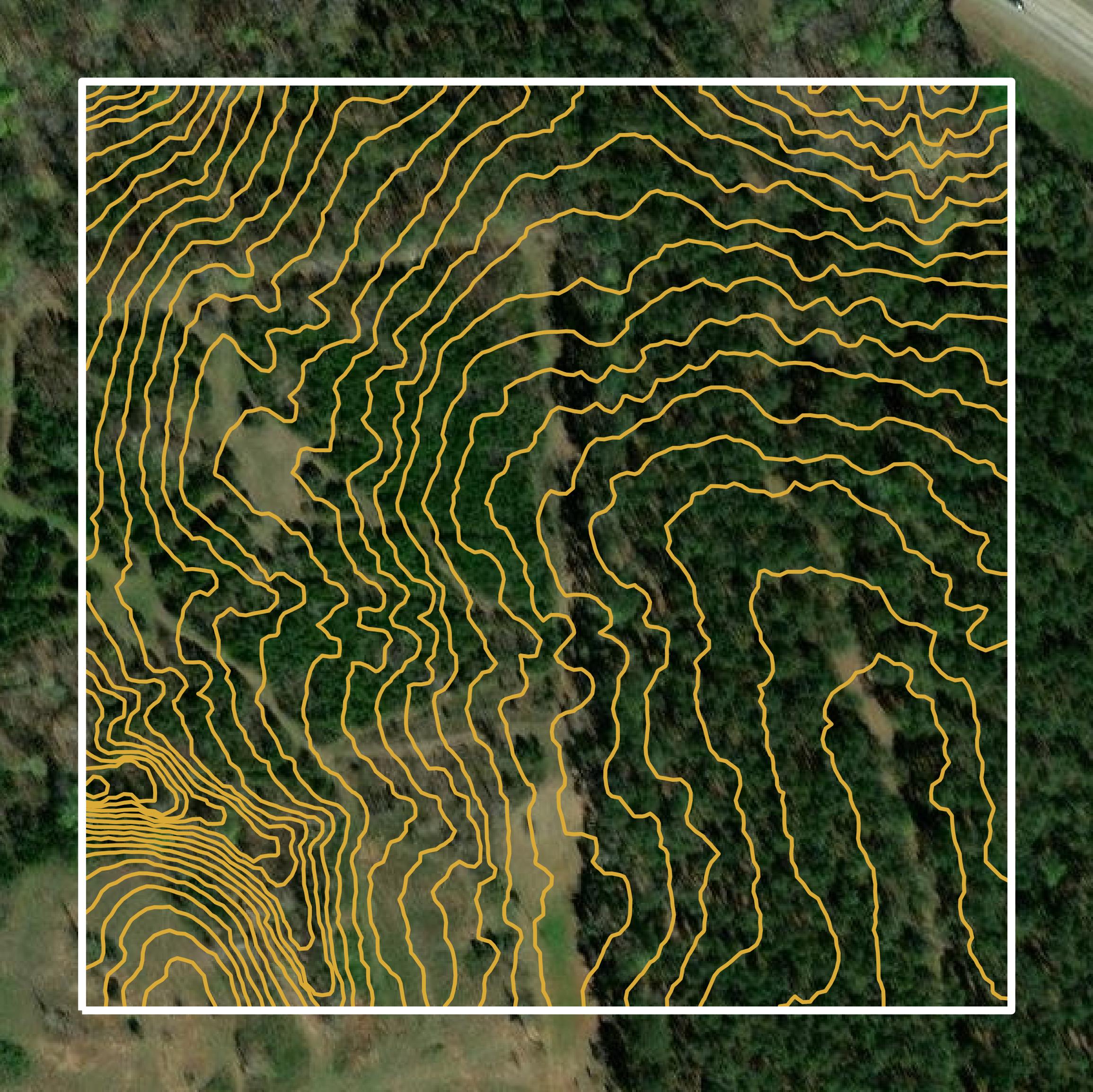 This image shows a contour map in Monroe County created using GIS data in Equator.