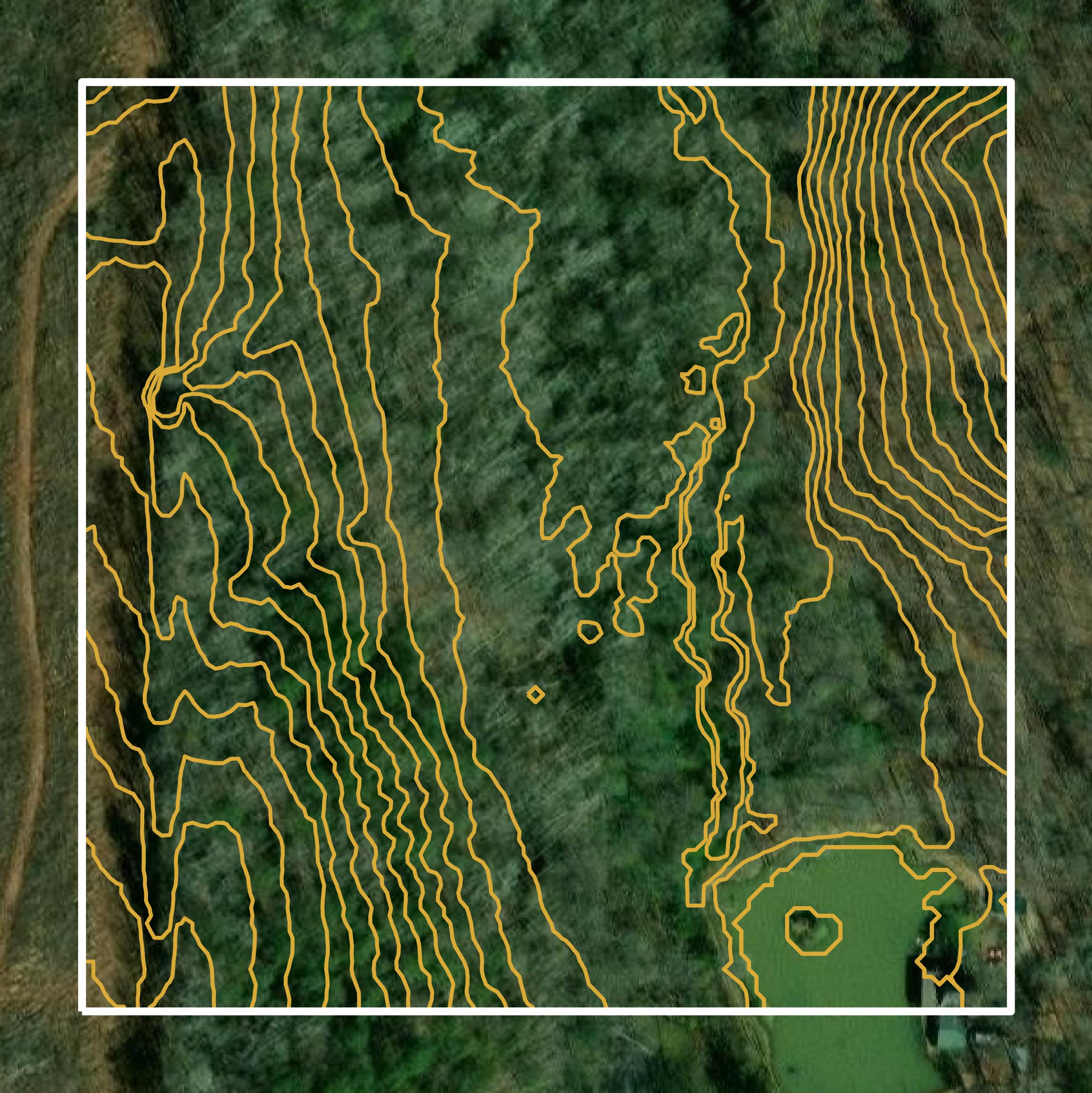 This image shows a contour map in Monroe County created using GIS data in Equator.