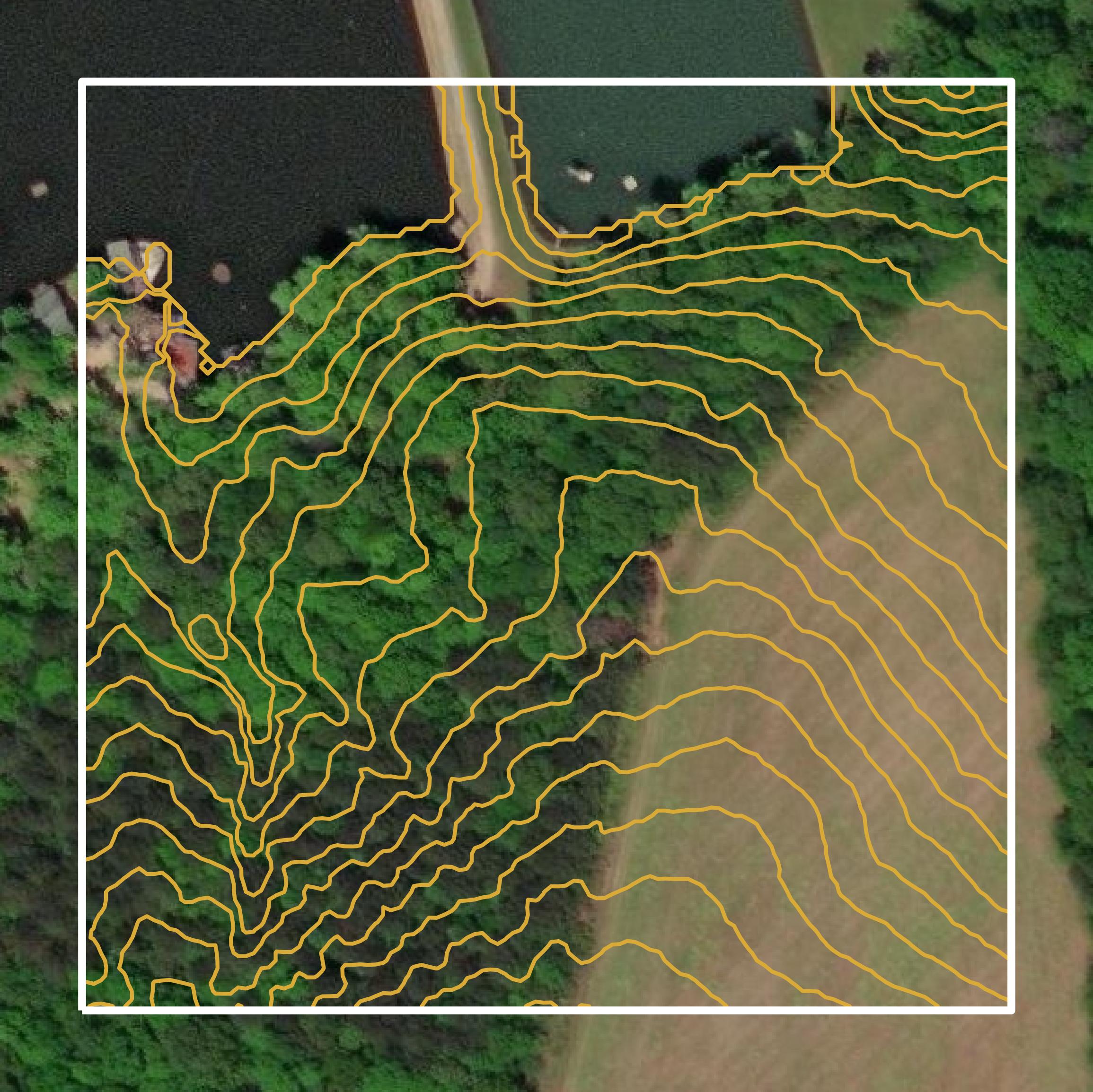 This image shows a contour map in Morgan County created using GIS data in Equator.