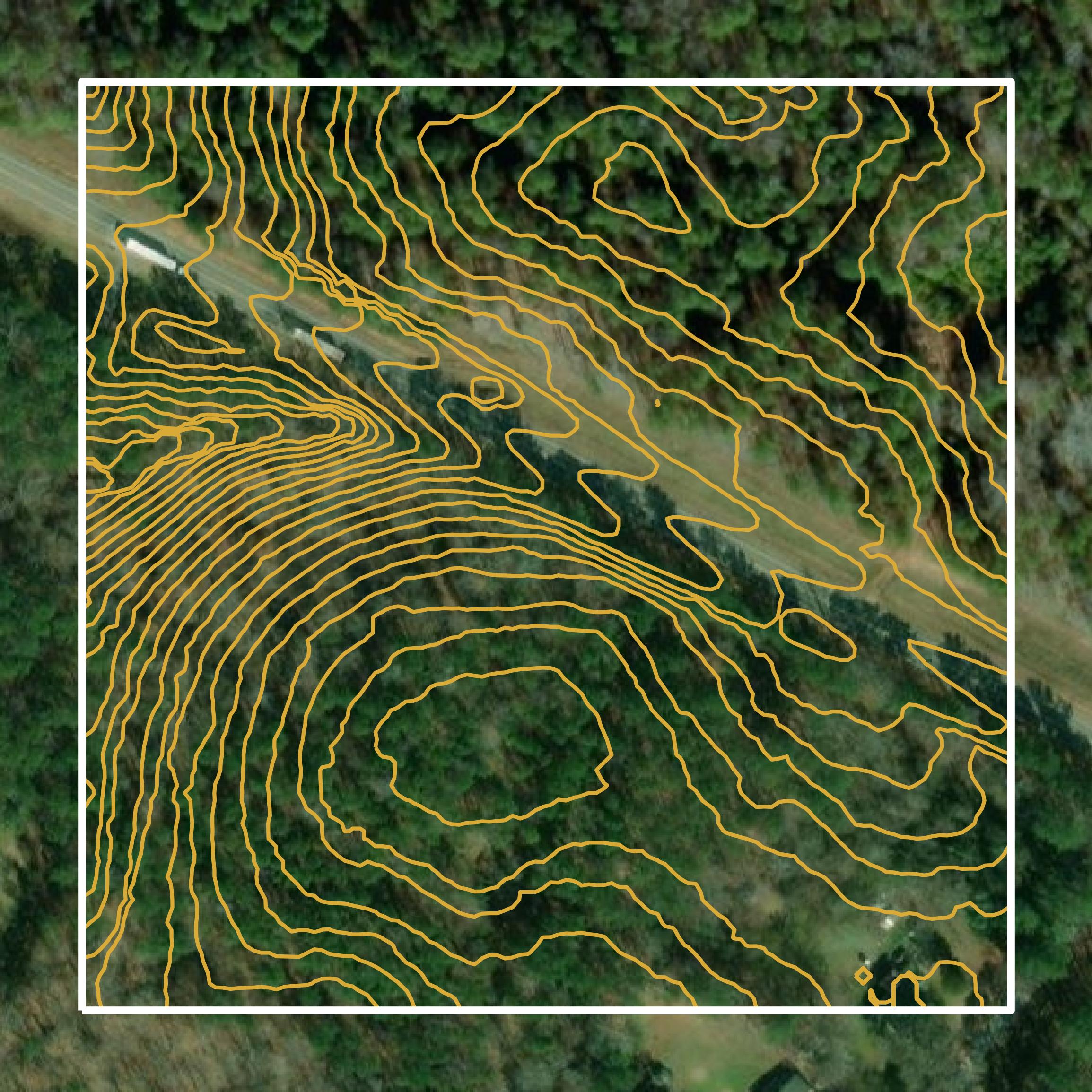 This image shows a contour map in Newton County created using GIS data in Equator.
