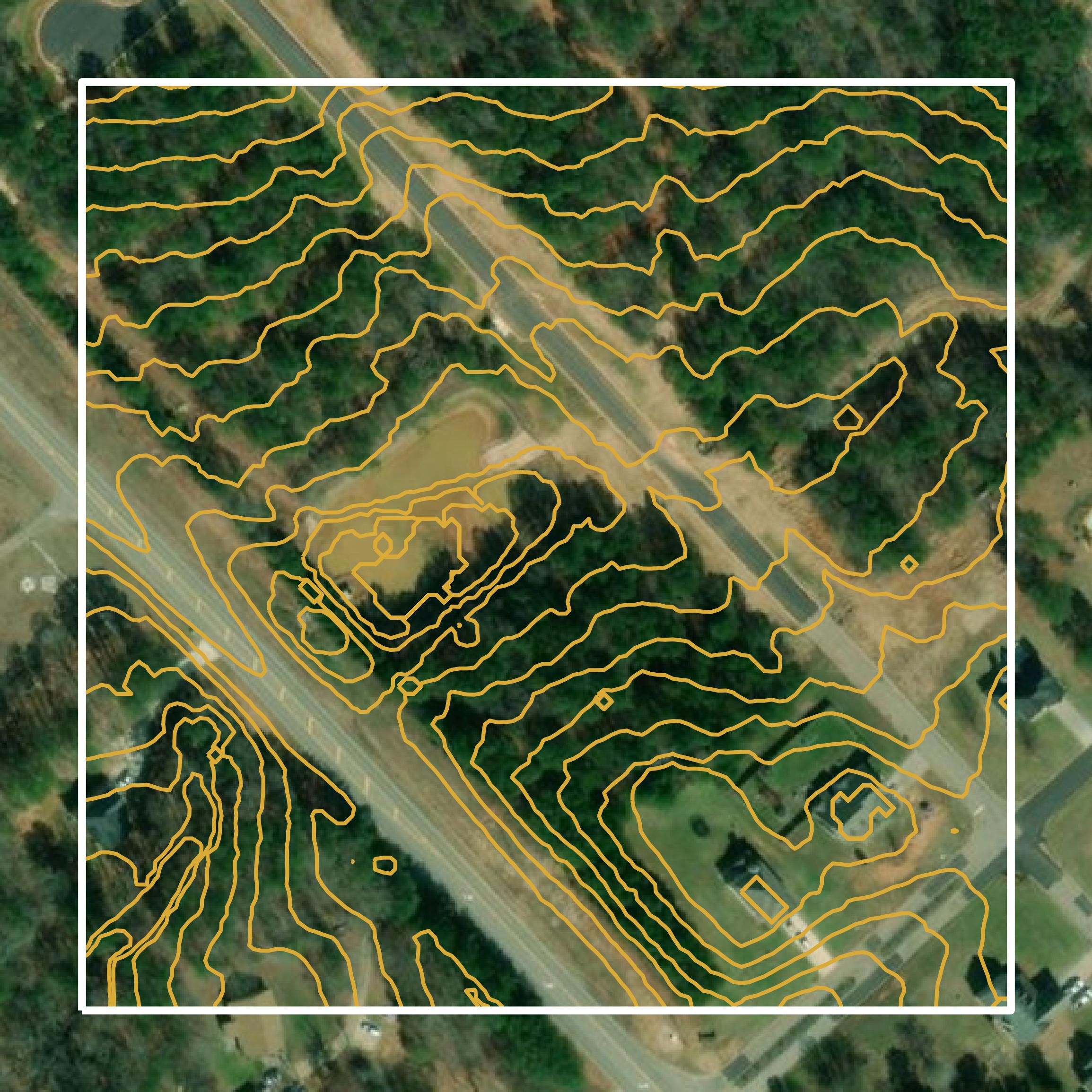 This image shows a contour map in Newton County created using GIS data in Equator.