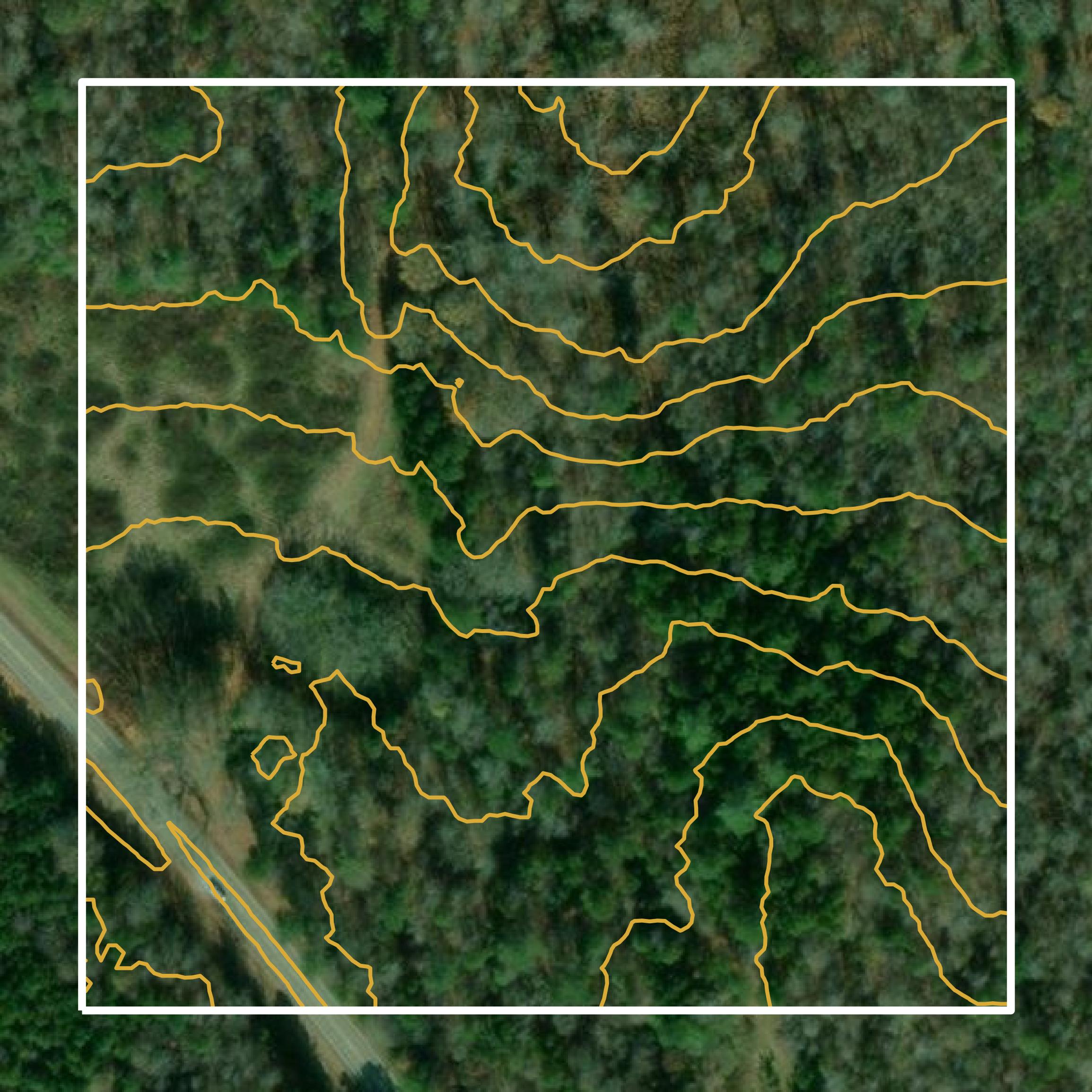 This image shows a contour map in Oconee County created using GIS data in Equator.